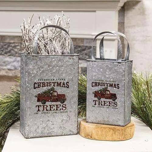 2/Set, Christmas Trees Metal Totes