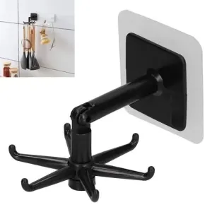360° Rotating wall adhesive Hook for kitchen, living room, and bathroom(Black)