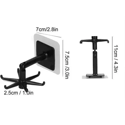 360° Rotating wall adhesive Hook for kitchen, living room, and bathroom(Black)
