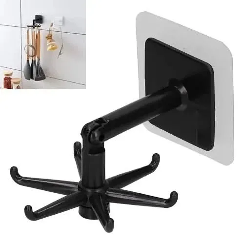 360° Rotating wall adhesive Hook for kitchen, living room, and bathroom(Black)