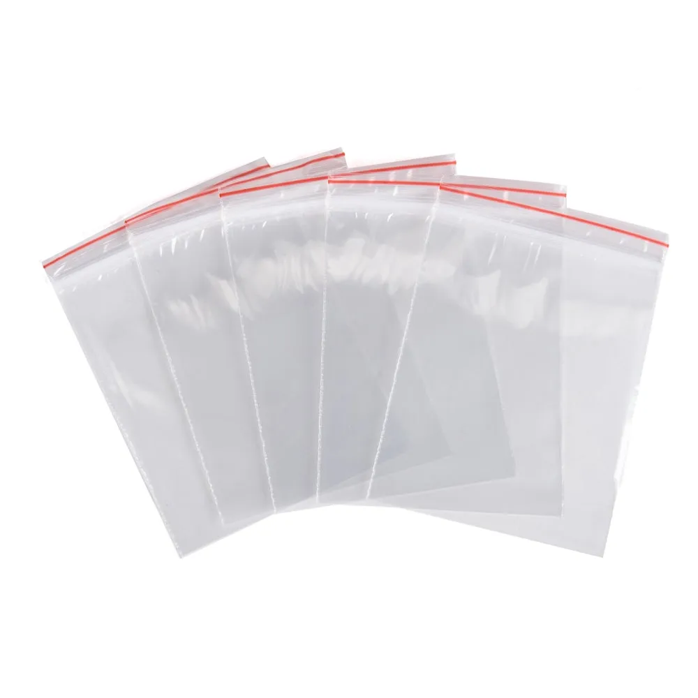 500 pc Plastic Zip Lock Bags, Resealable Packaging Bags, Top Seal, Self Seal Bag, Rectangle, Clear, 8x6cm, Unilateral Thickness: 2 Mil(0.05mm)