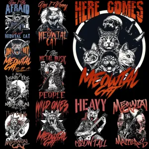 9 Metal Cats Designs Bundle PNG
