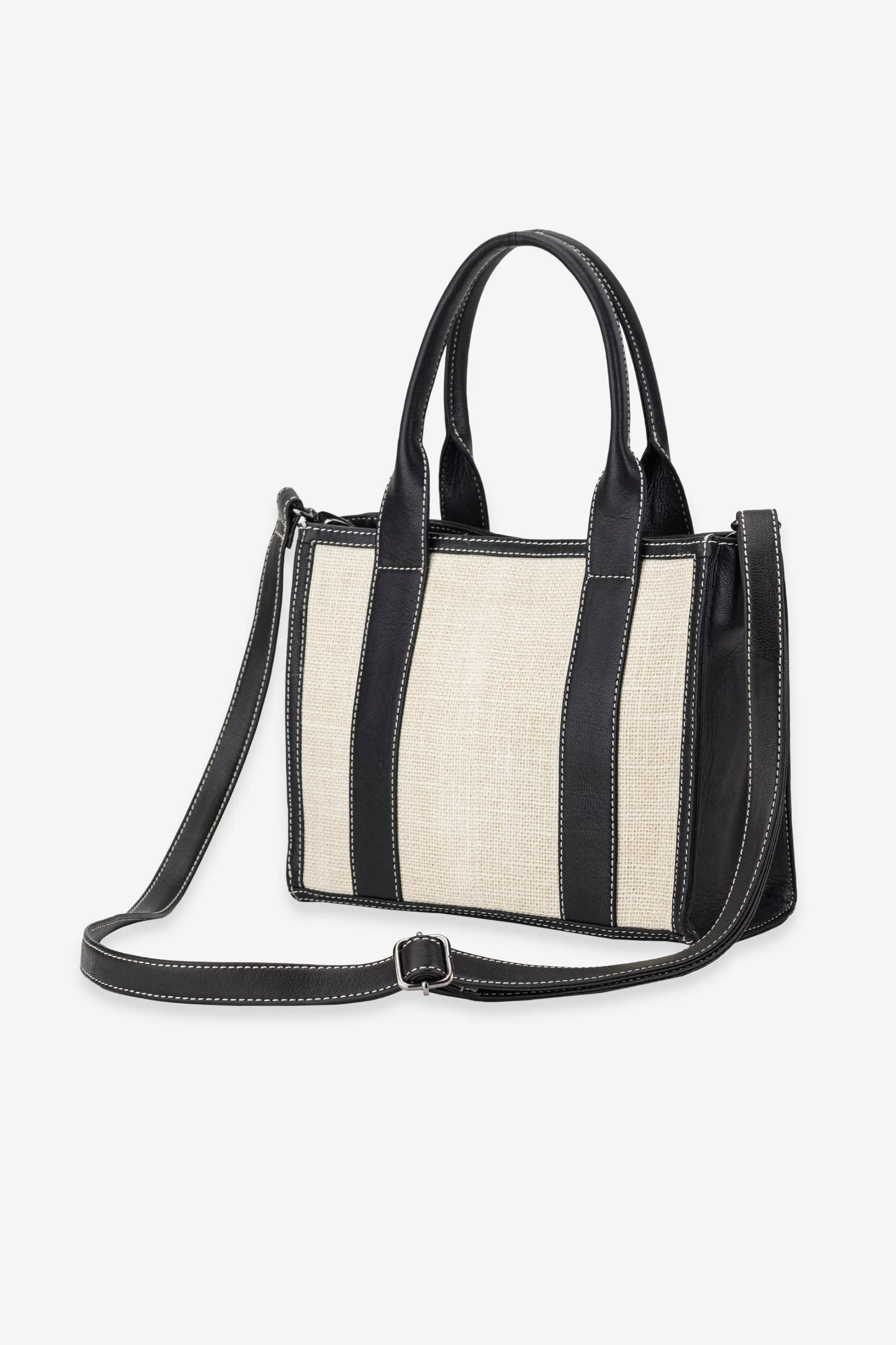 Abelardo Rae Ivory-Dark Brown Leather Handbag