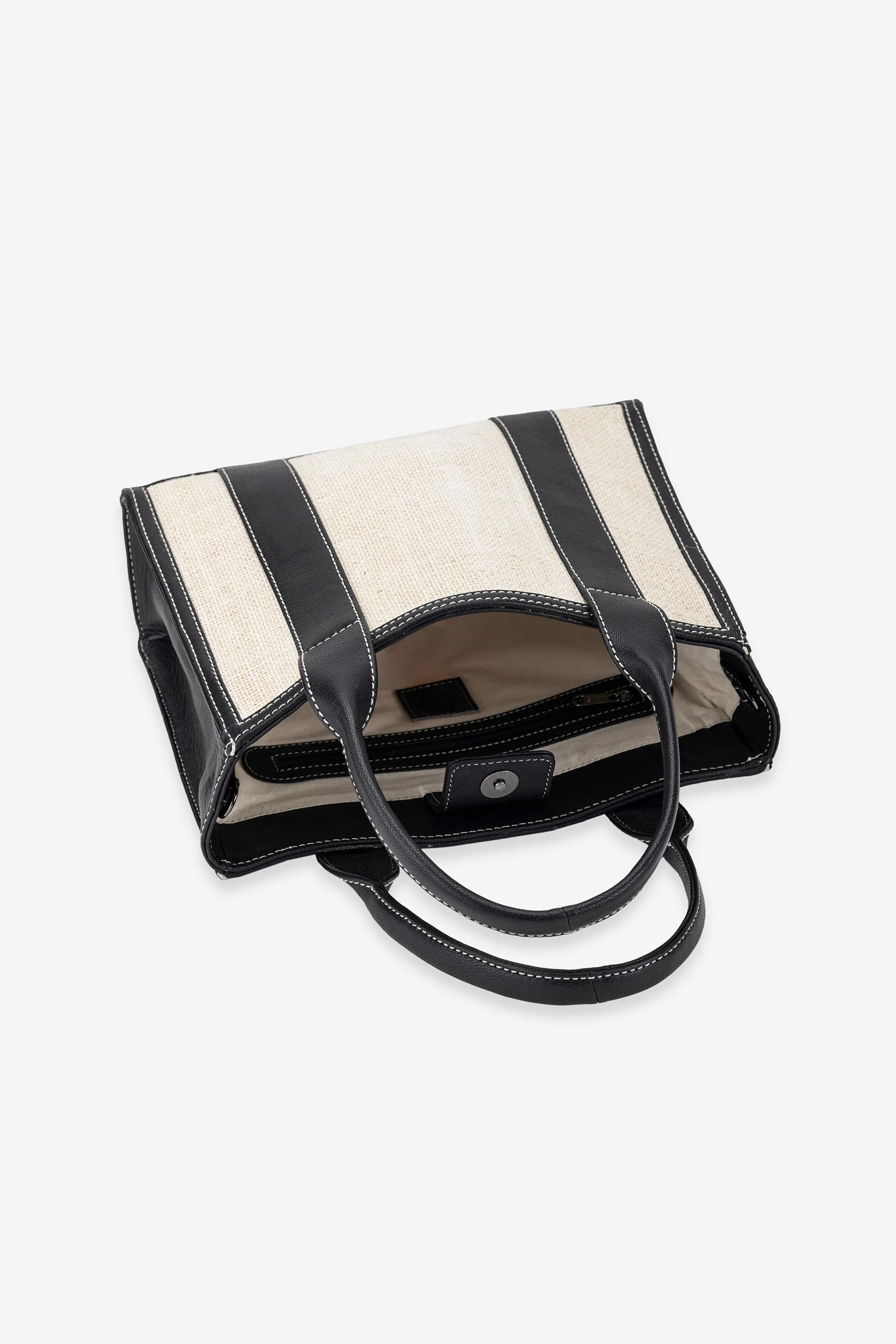 Abelardo Rae Ivory-Dark Brown Leather Handbag