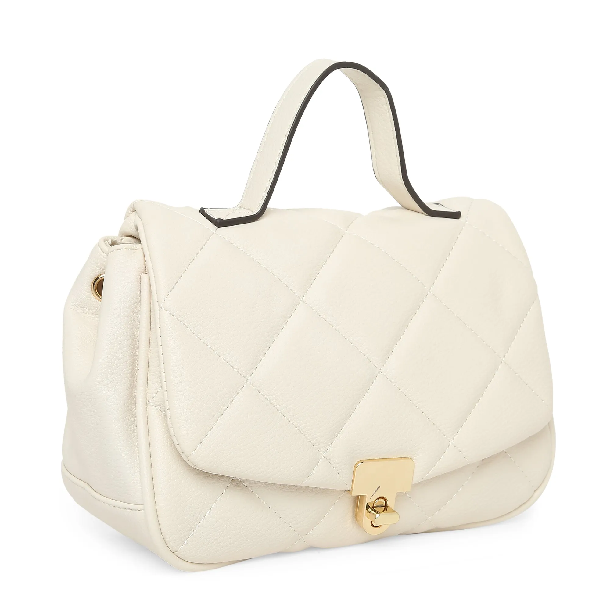 Accessorize London Women's Alani quilted cross-body bag cream