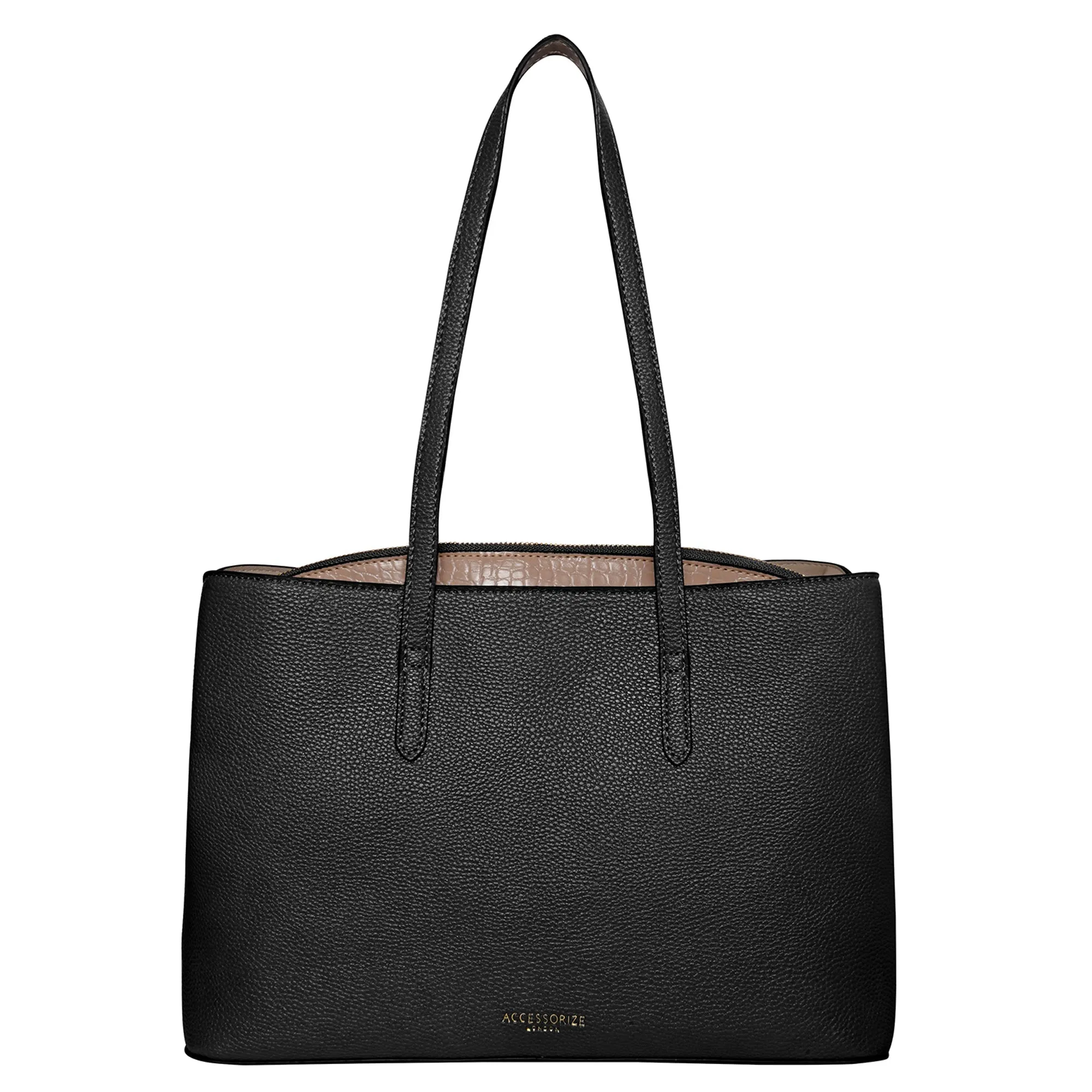Accessorize London Women's Faux Leather Black Kali Laptop Handheld