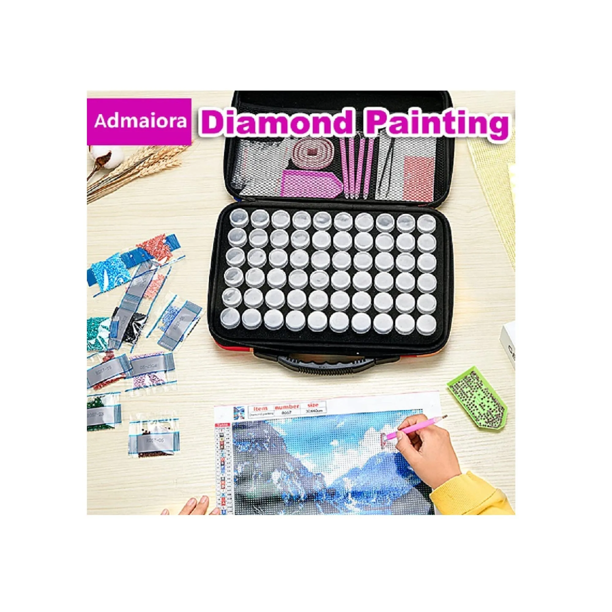 Admaiora 60 Slots Diamond Painting Storage Containers |  Diamond Painting Kits with Tools