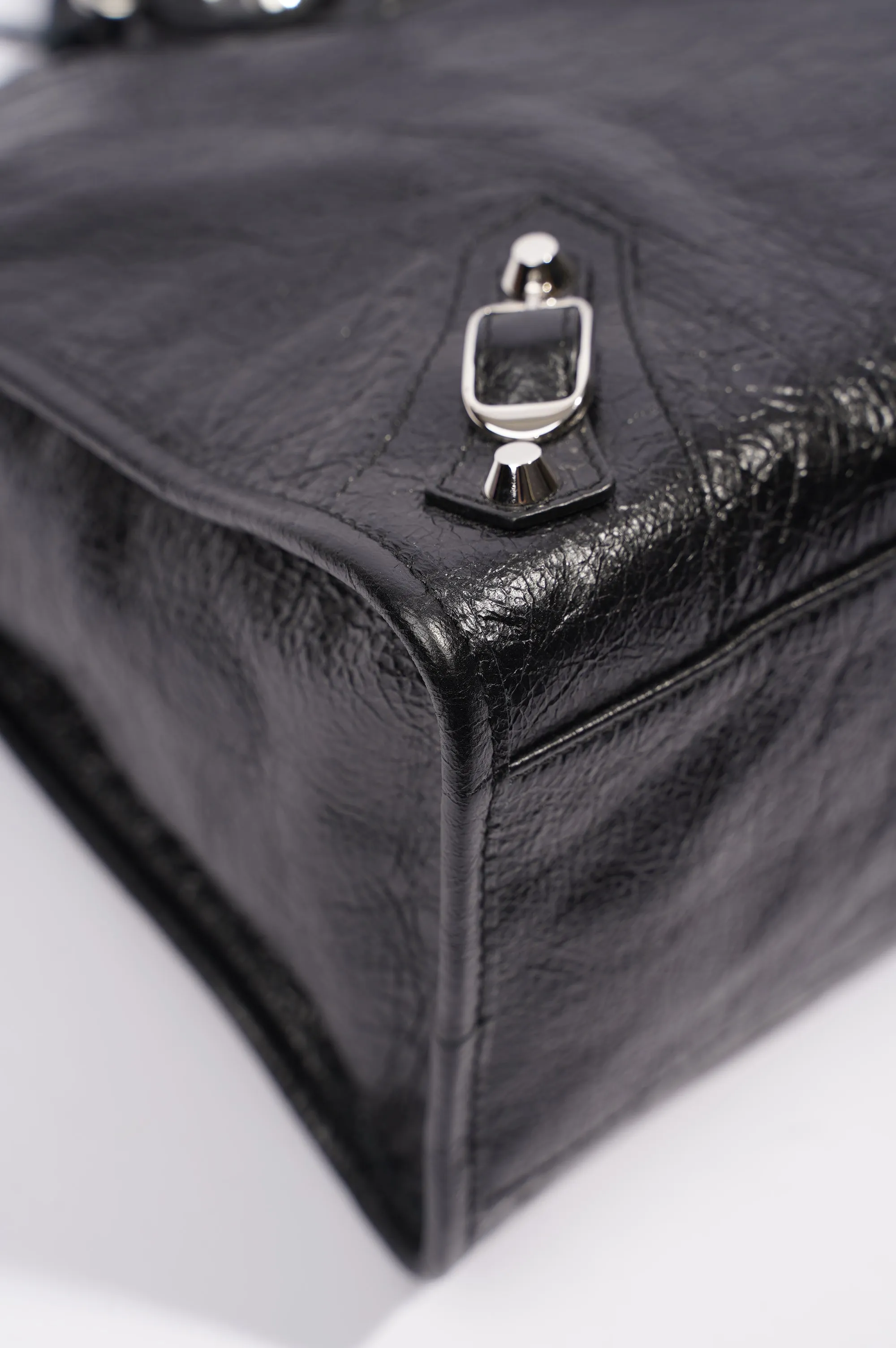 Balenciaga Womens Classic City Bag Black Leather Small