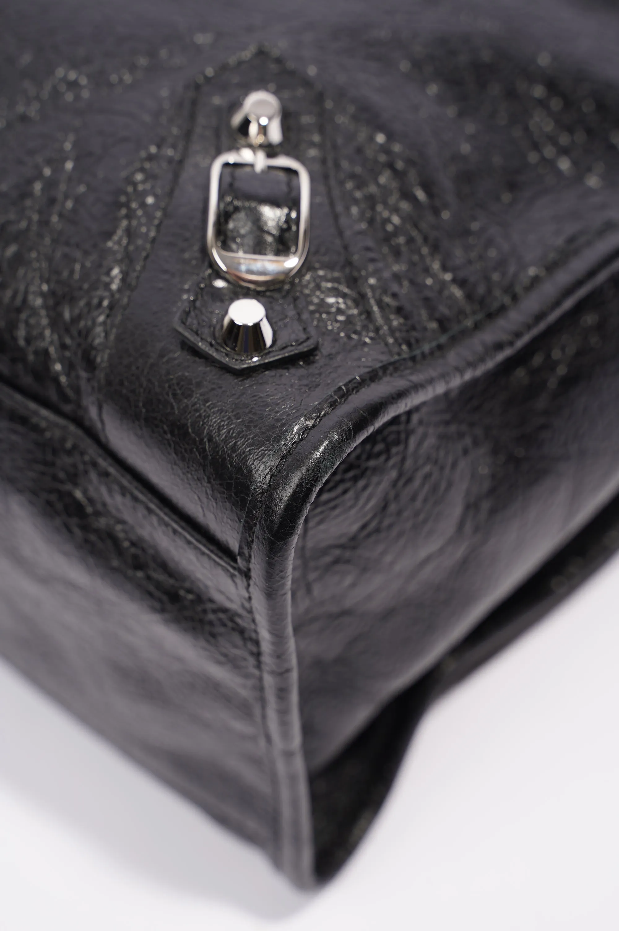 Balenciaga Womens Classic City Bag Black Leather Small