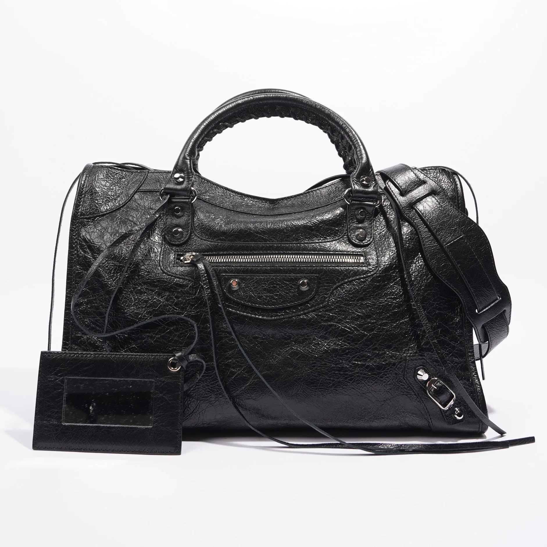 Balenciaga Womens Classic City Bag Black Leather Small
