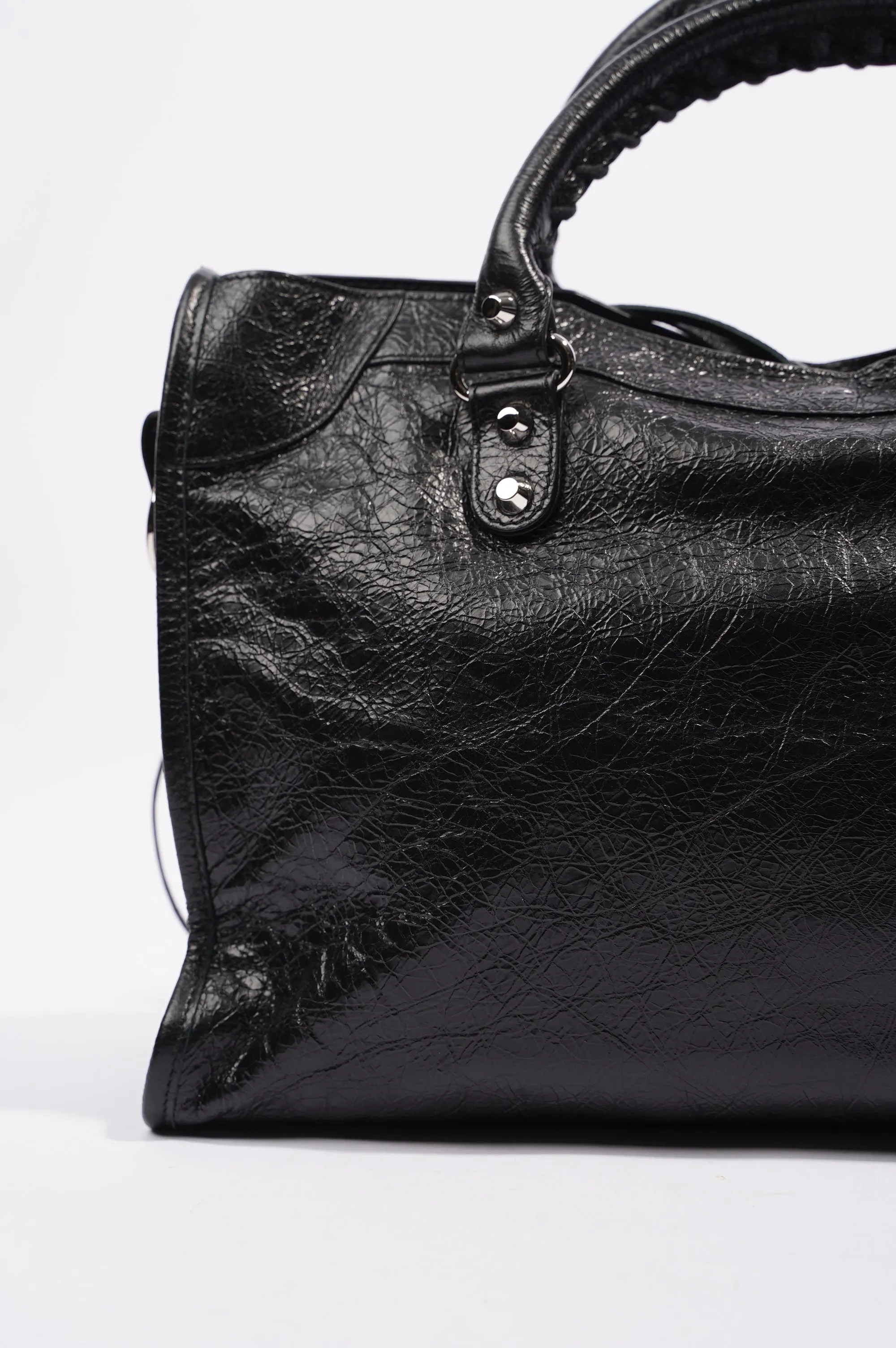 Balenciaga Womens Classic City Bag Black Leather Small
