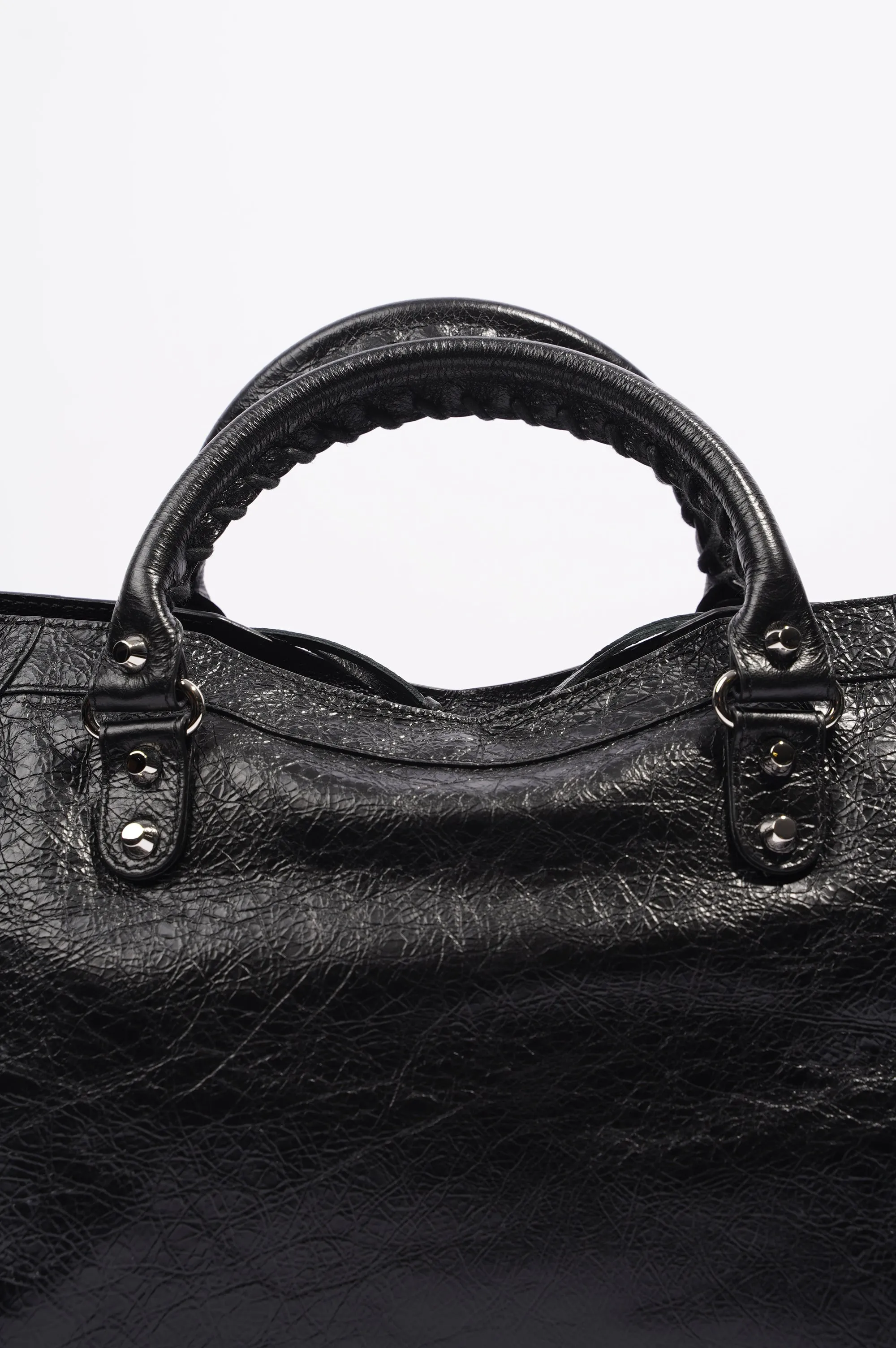 Balenciaga Womens Classic City Bag Black Leather Small