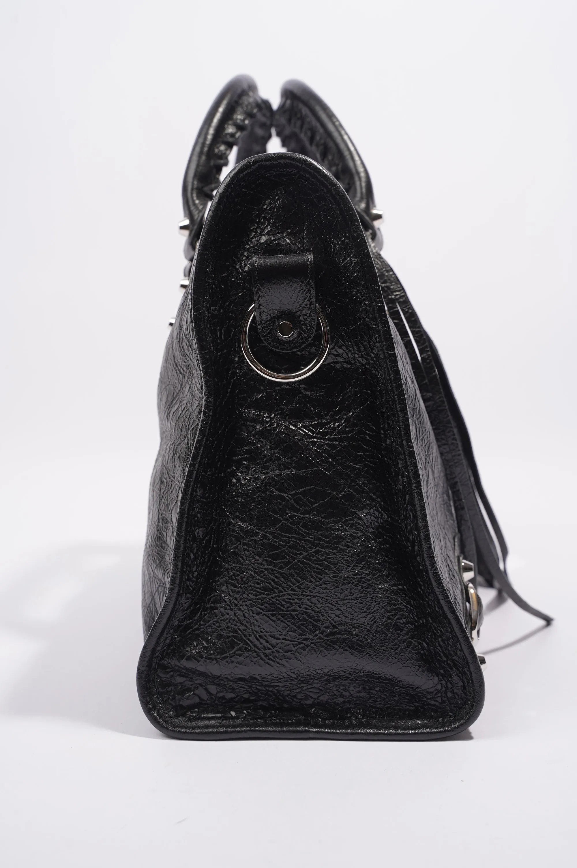 Balenciaga Womens Classic City Bag Black Leather Small