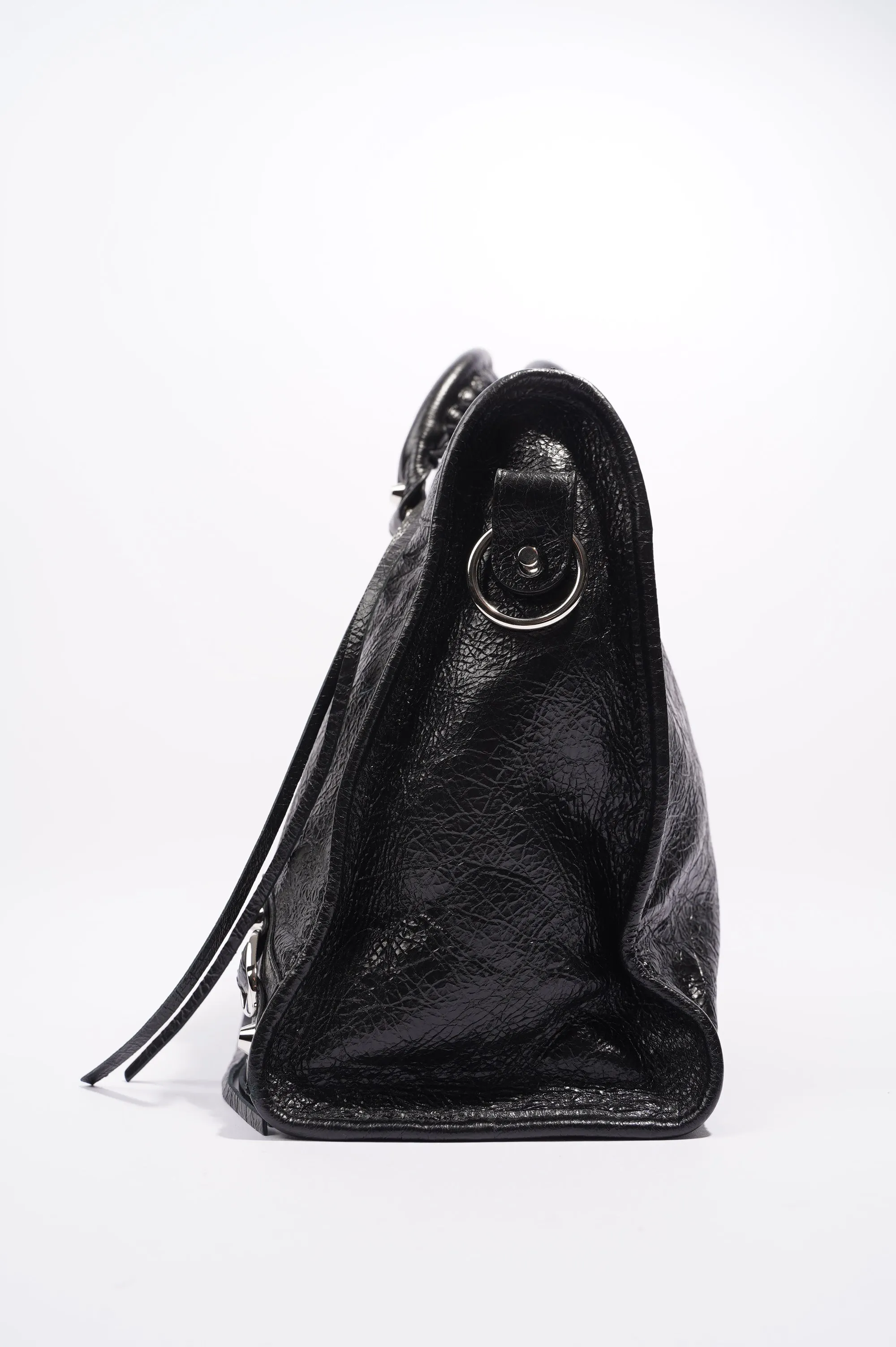Balenciaga Womens Classic City Bag Black Leather Small