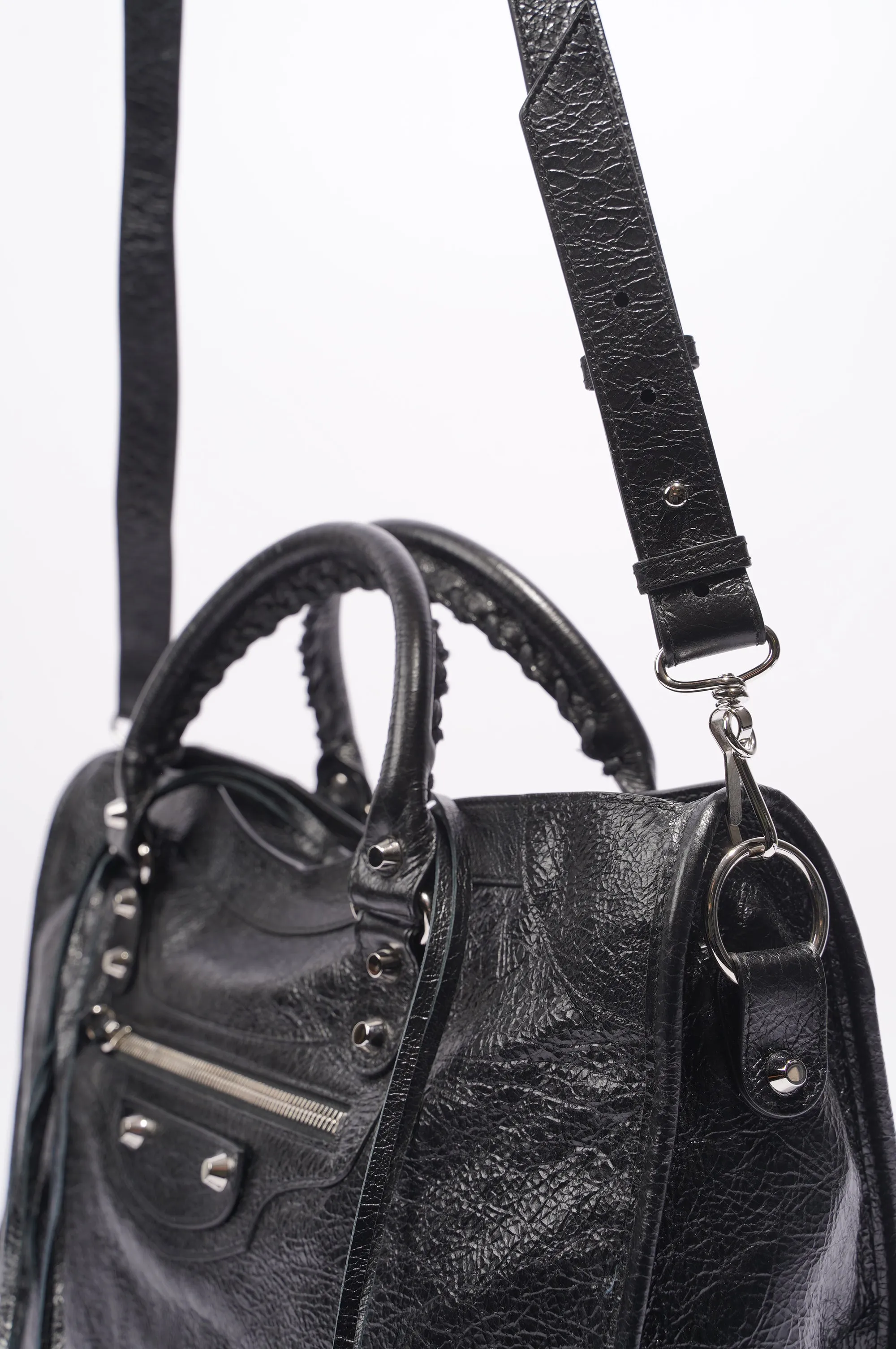 Balenciaga Womens Classic City Bag Black Leather Small