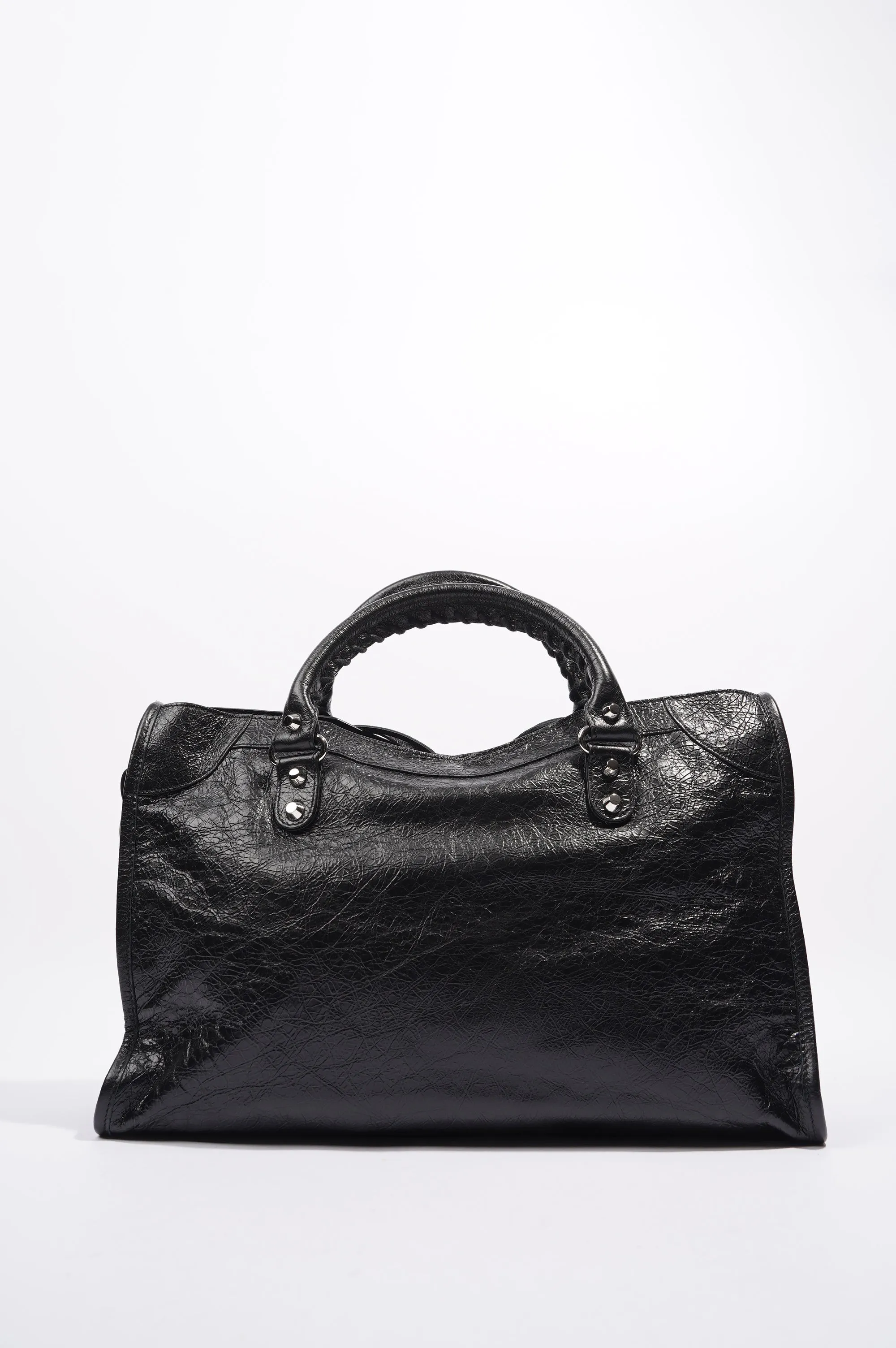 Balenciaga Womens Classic City Bag Black Leather Small
