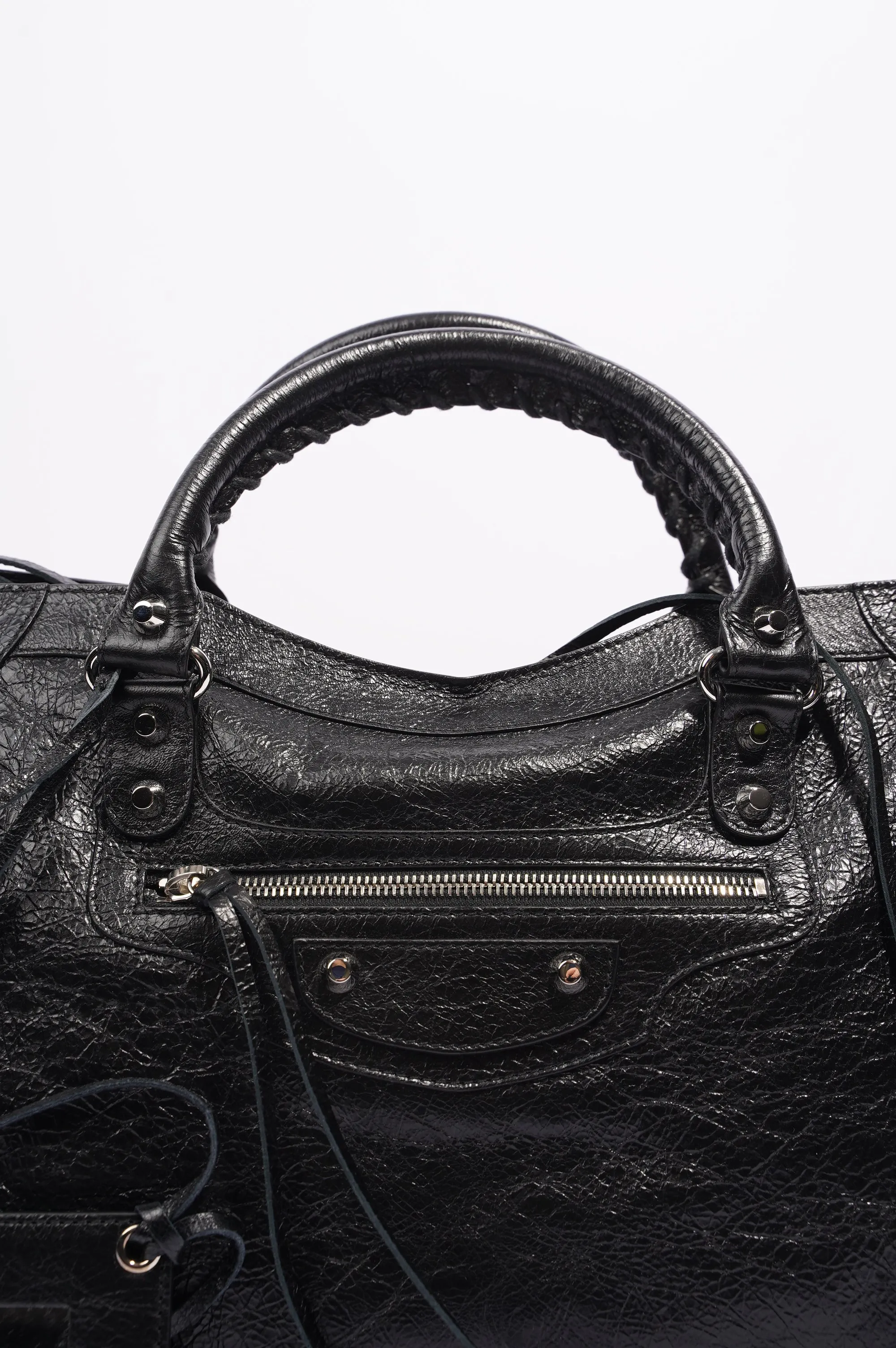 Balenciaga Womens Classic City Bag Black Leather Small