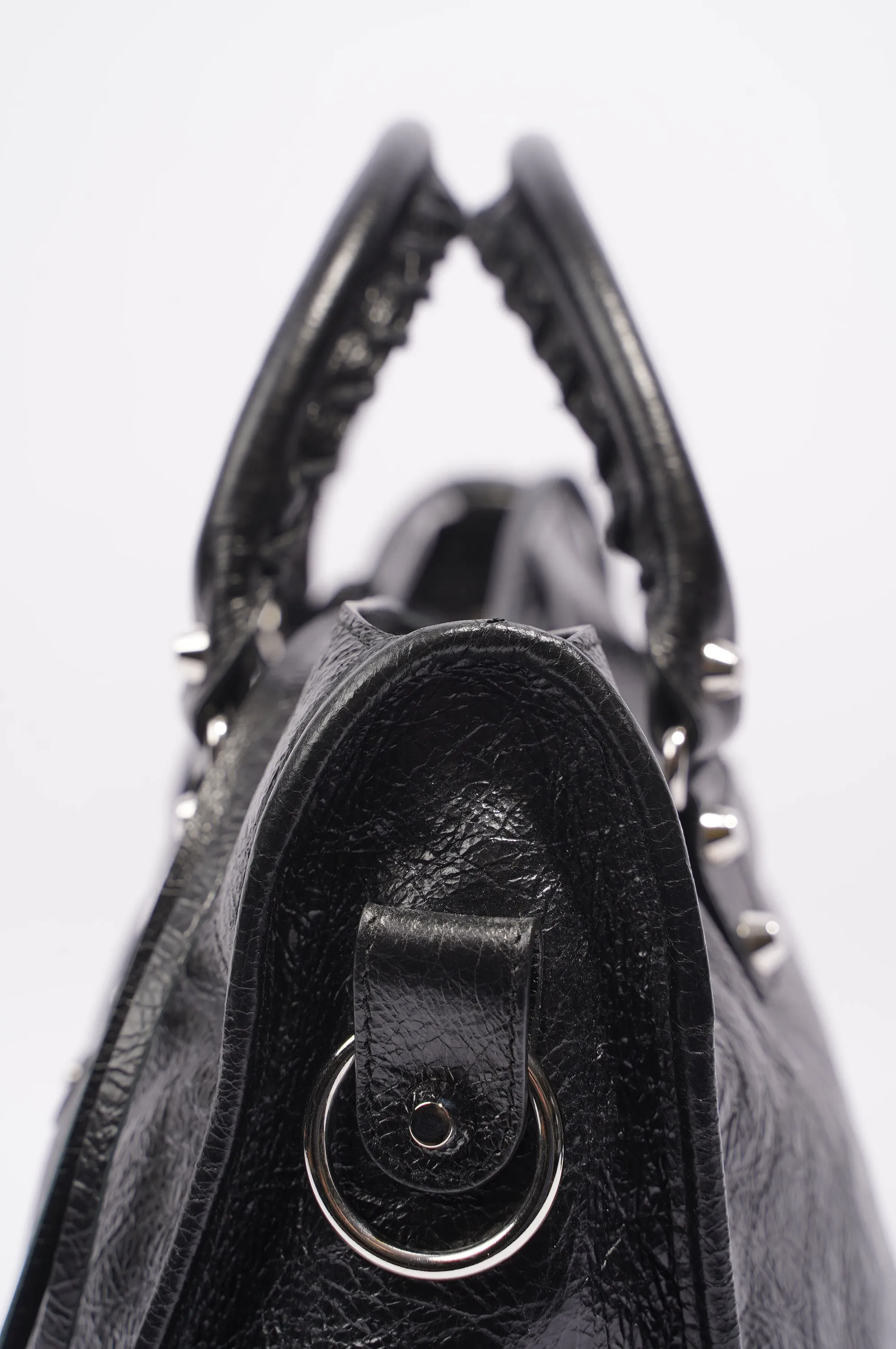 Balenciaga Womens Classic City Bag Black Leather Small