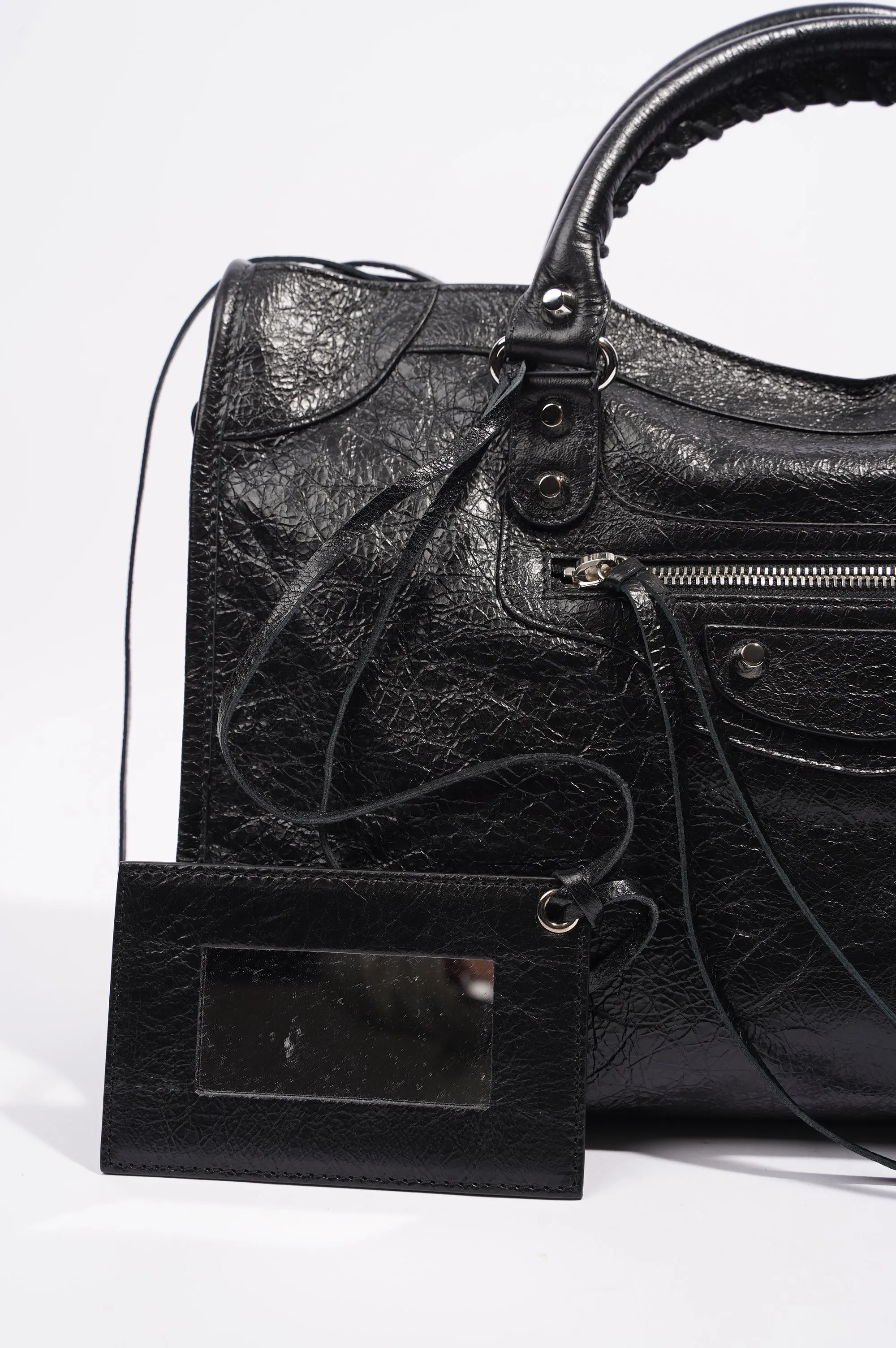 Balenciaga Womens Classic City Bag Black Leather Small