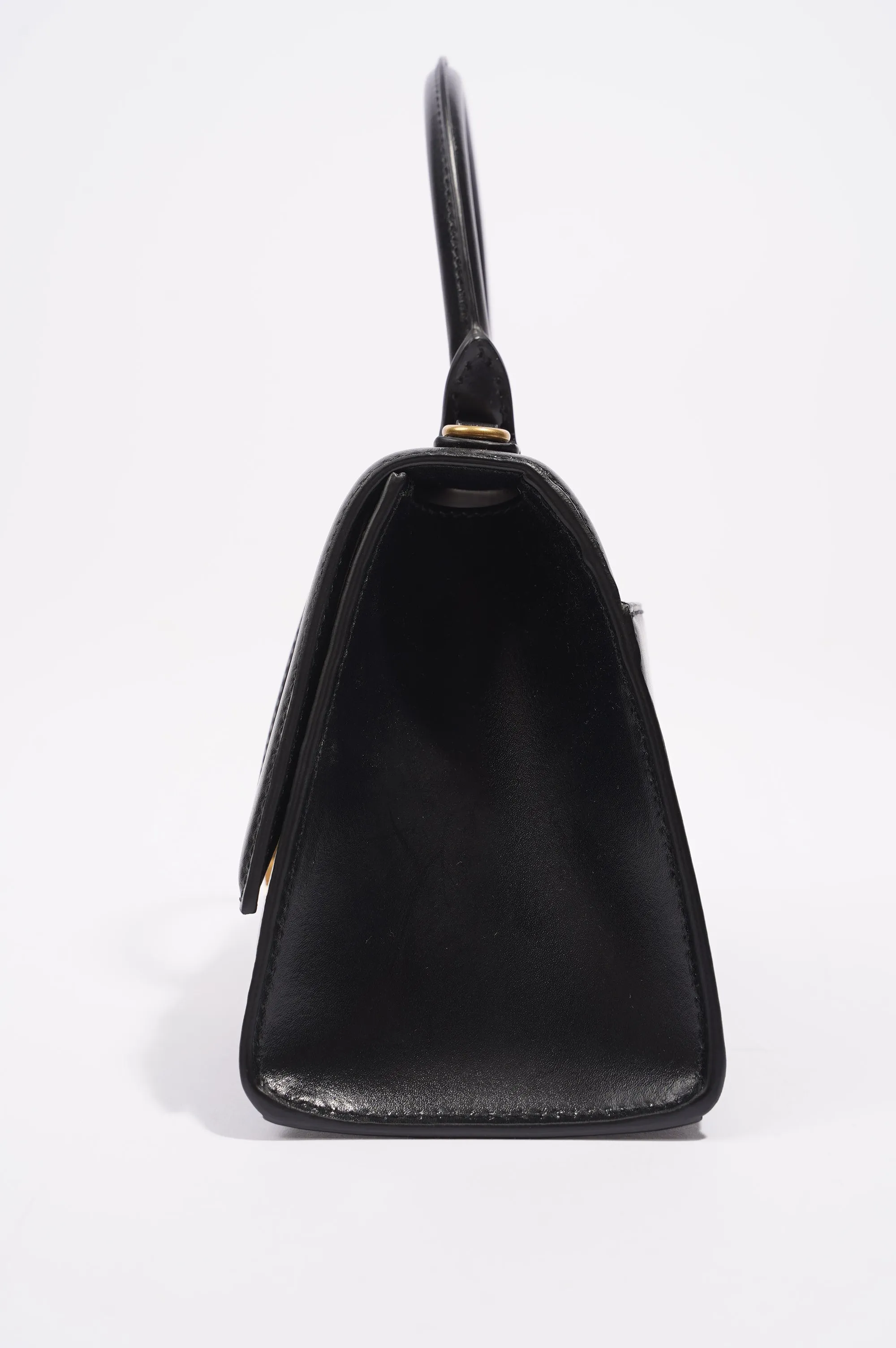 Balenciaga Womens Hourglass Bag Black Leather Small