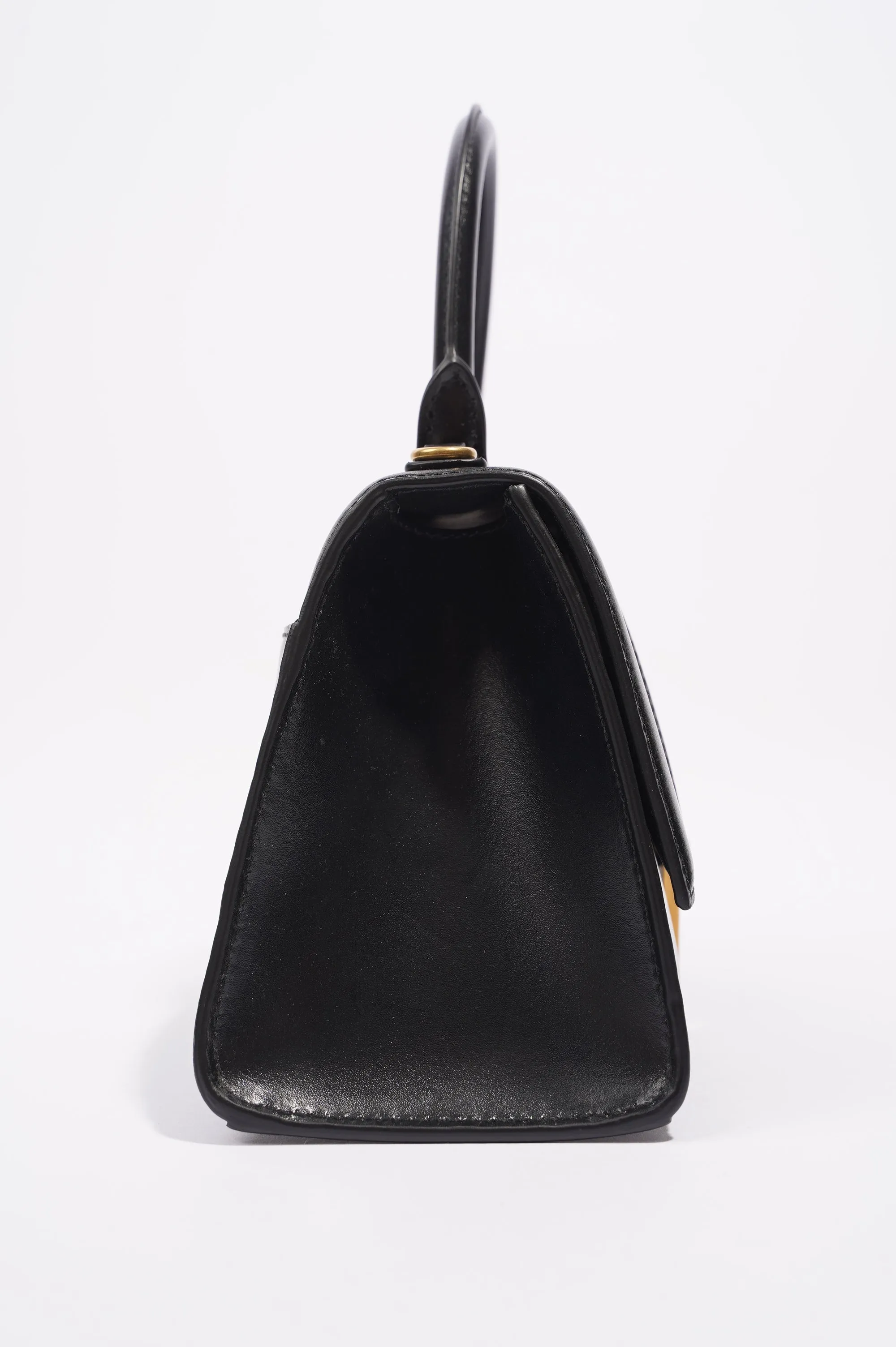 Balenciaga Womens Hourglass Bag Black Leather Small