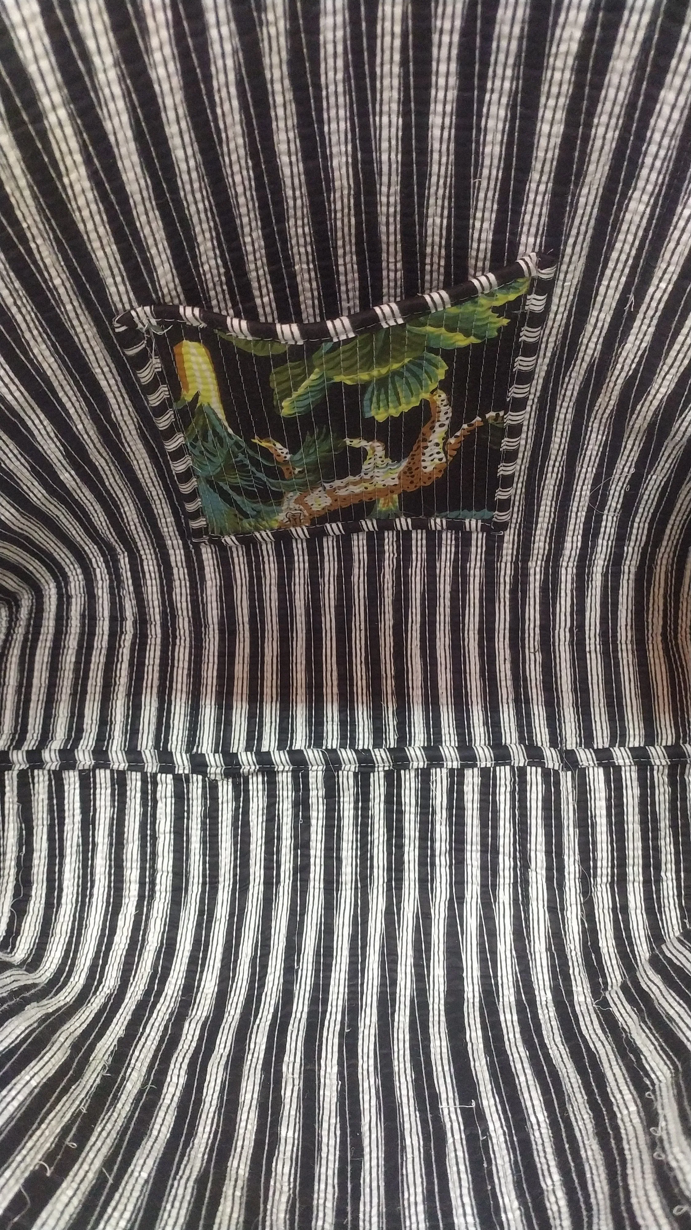 Black Jute Hand-Block Printed Tote Bag Without Zip Or Button