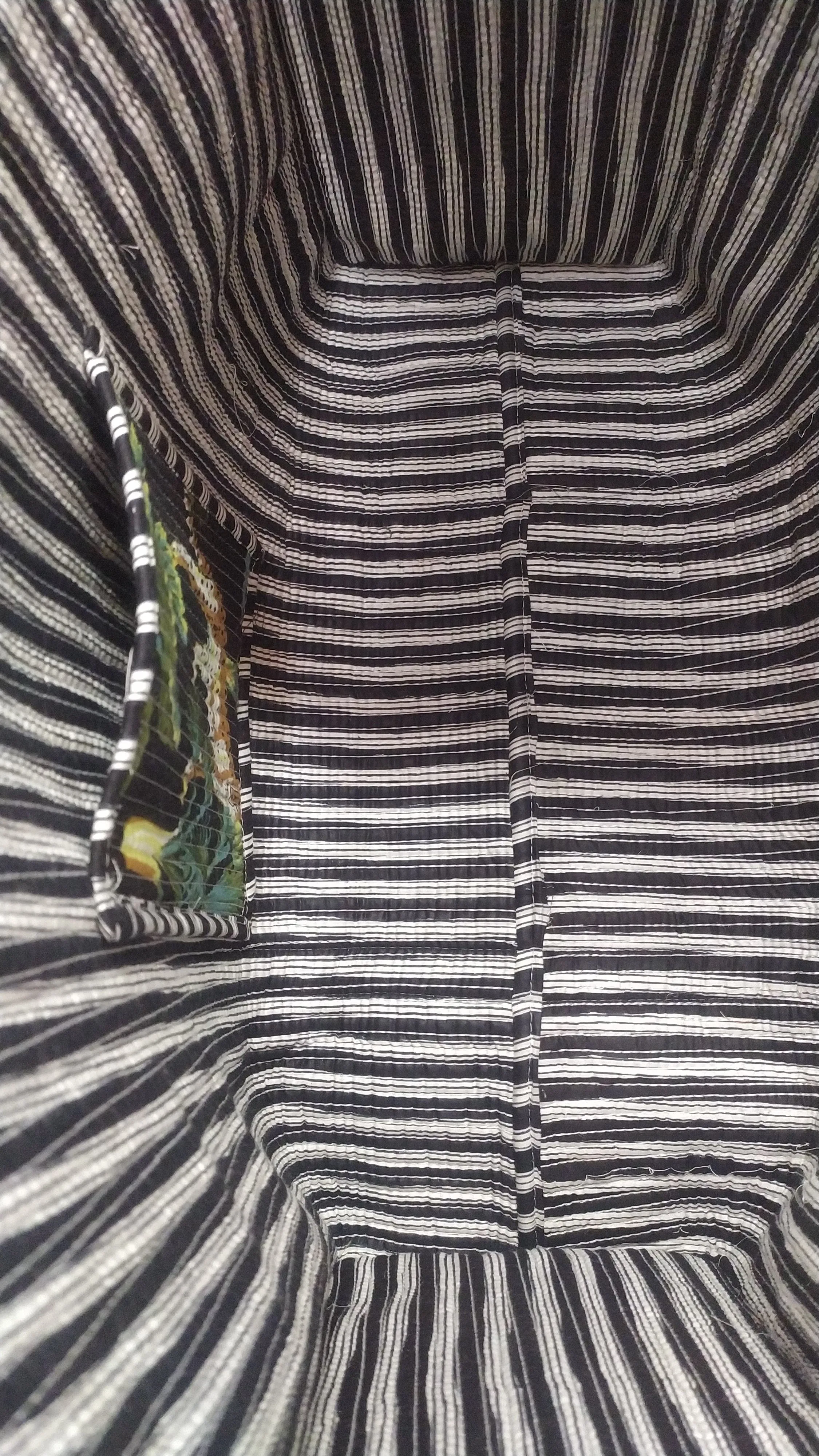 Black Jute Hand-Block Printed Tote Bag Without Zip Or Button