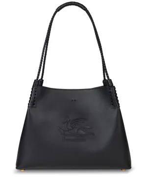 Black Leather Braided Handle Bag