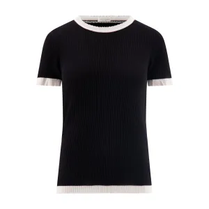 Black Rib NAN SLOUCHY CREW SS w Ivory -NEW