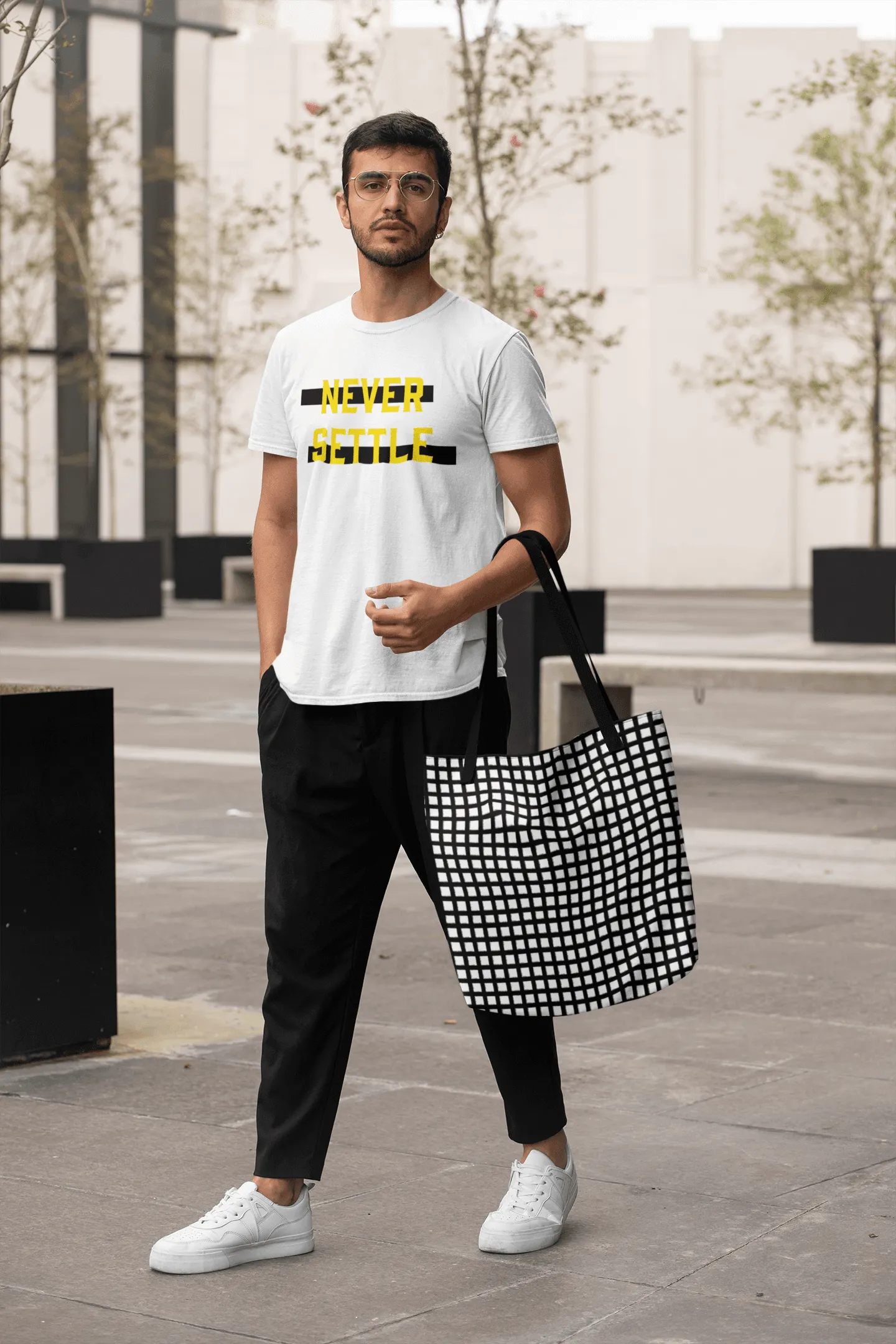 Black Square Tote Shopper Bag