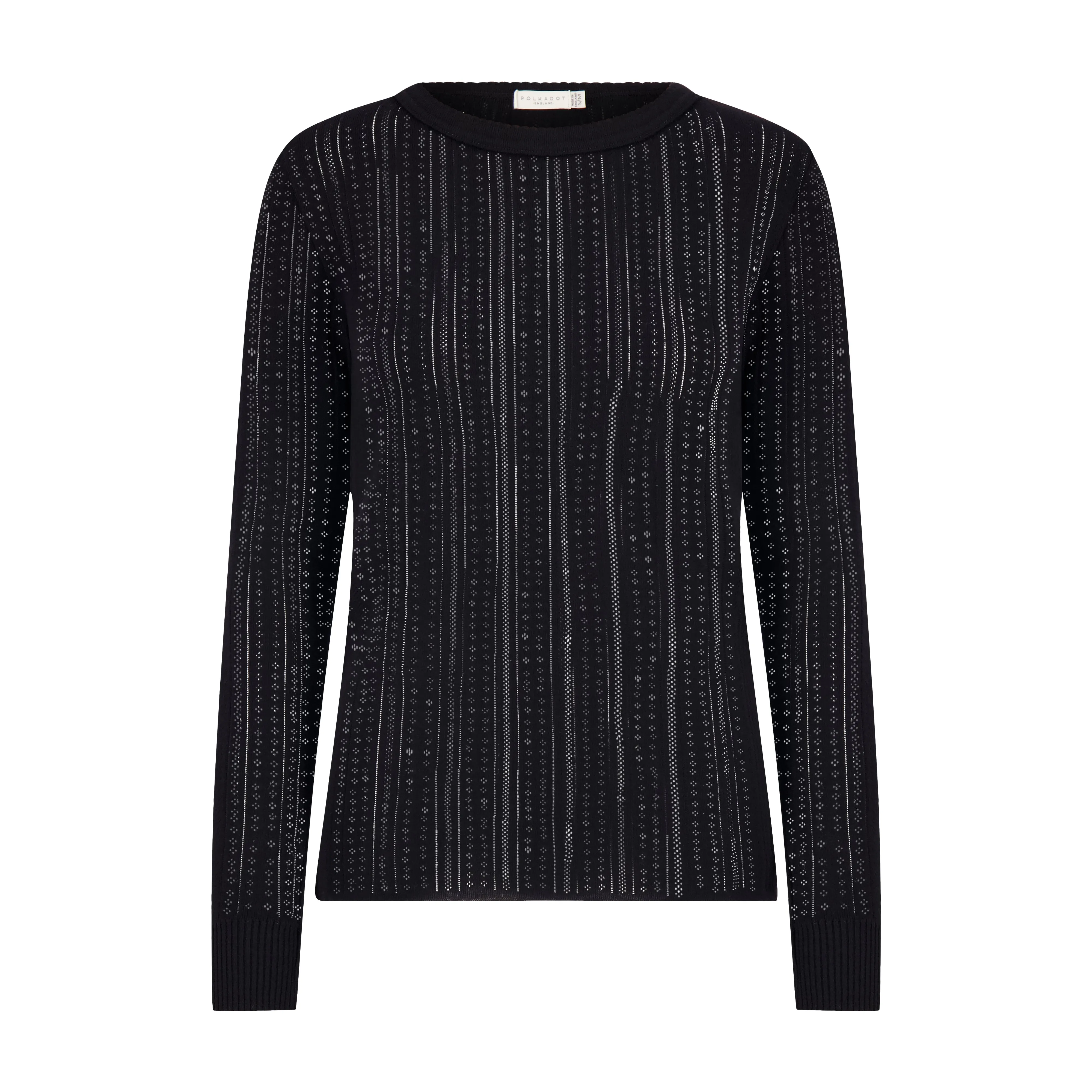 Black Windsor Pointelle RACHEL SLOUCHY w Scallop