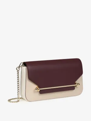 Burgundy and beige East/West Baguette shoulder bag