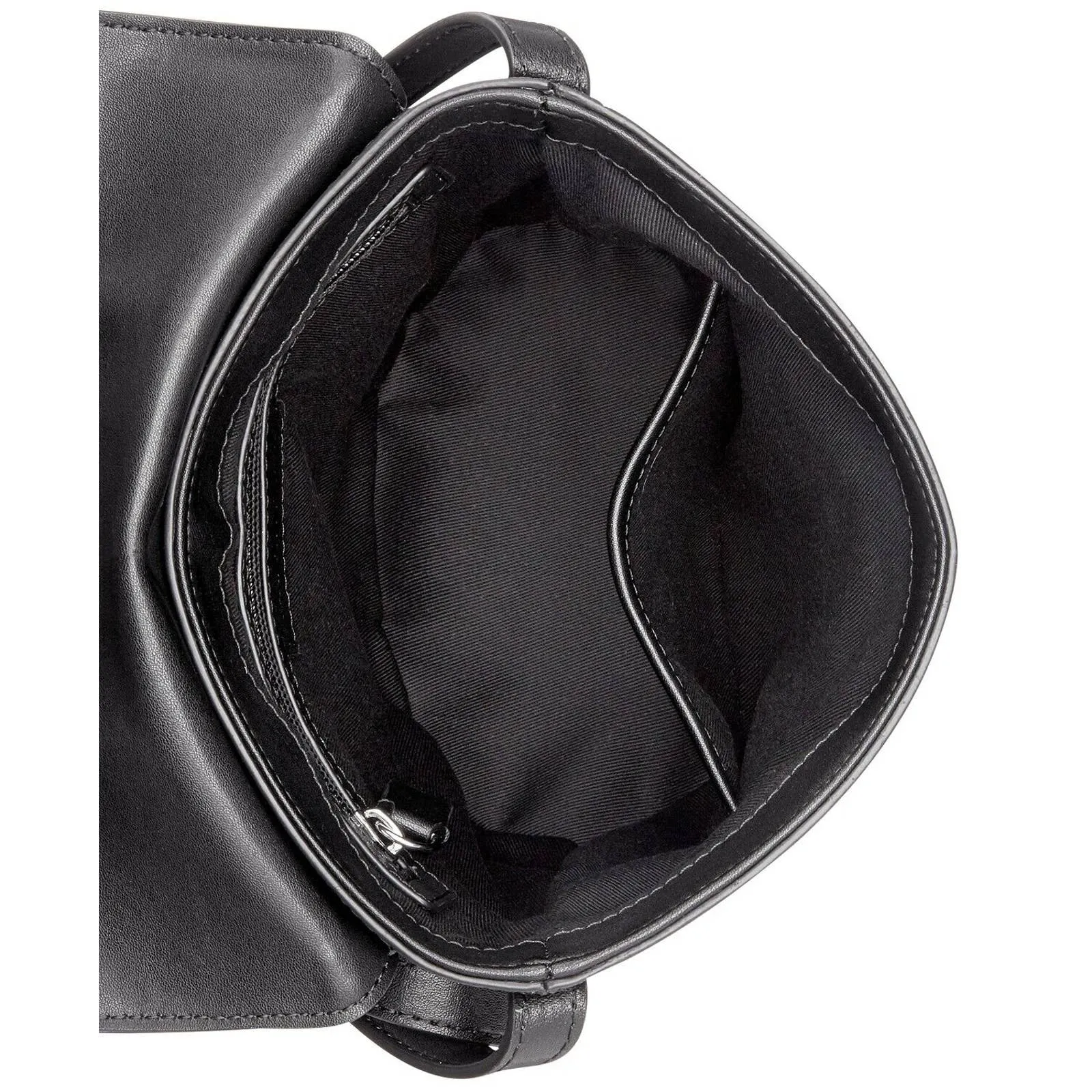 CALVIN KLEIN LOCK BUCKET CROSSBODY, LINEAR QUILTED, BLACK LEATHER