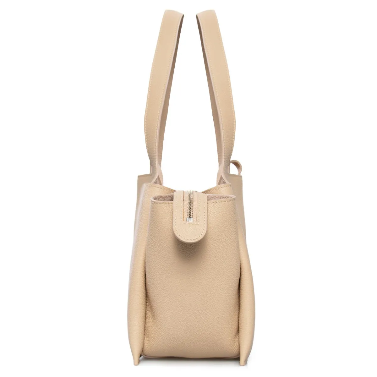 Celine Tri-Fold Shoulder Bag | Beige Grained Calfskin Leather