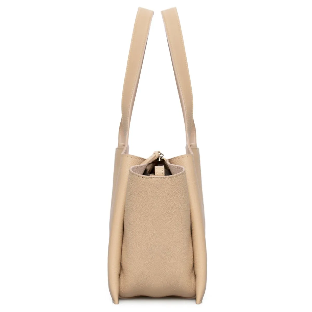 Celine Tri-Fold Shoulder Bag | Beige Grained Calfskin Leather