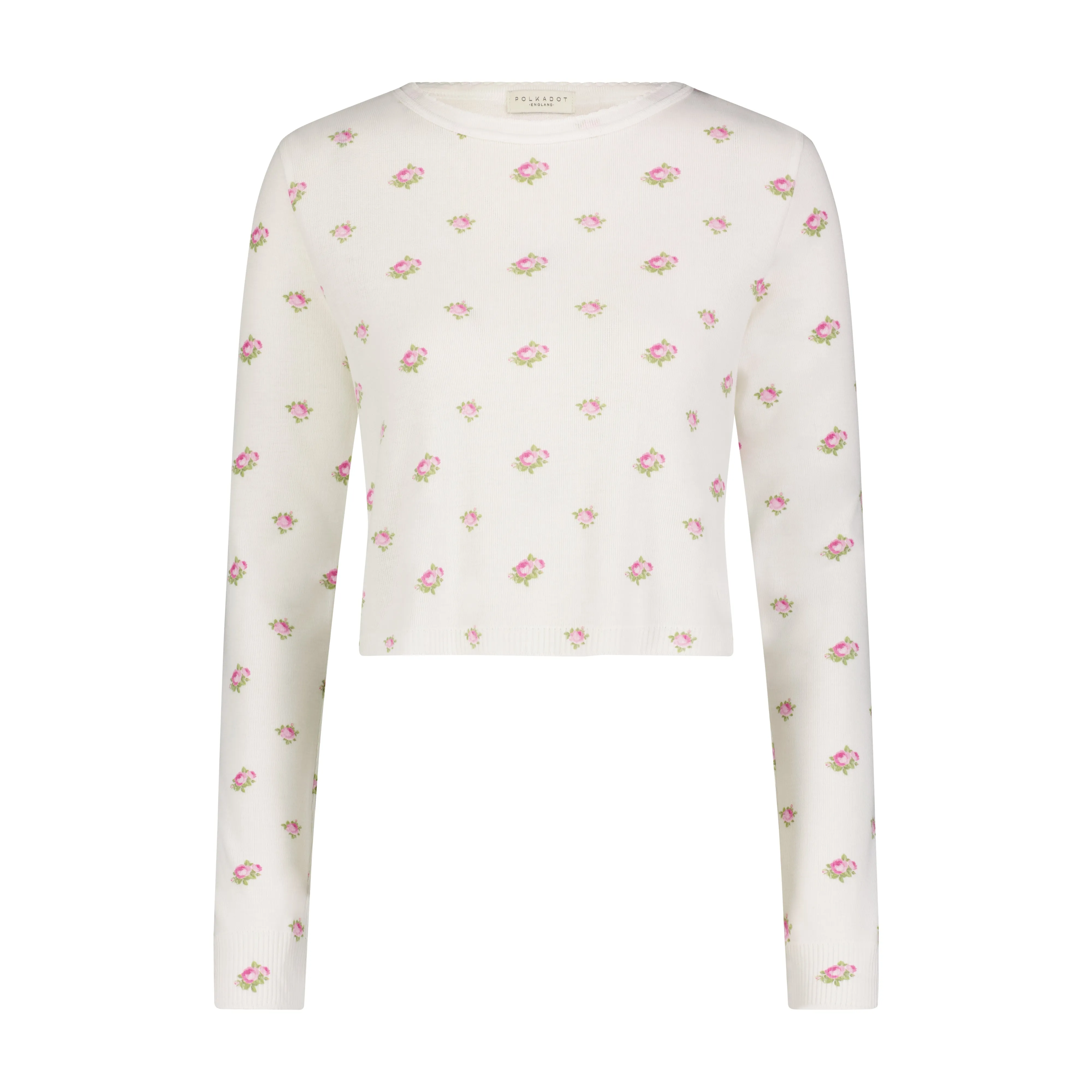 CREAM VINTAGE ROSE Print NELL CROP SLOUCHY -Restocked