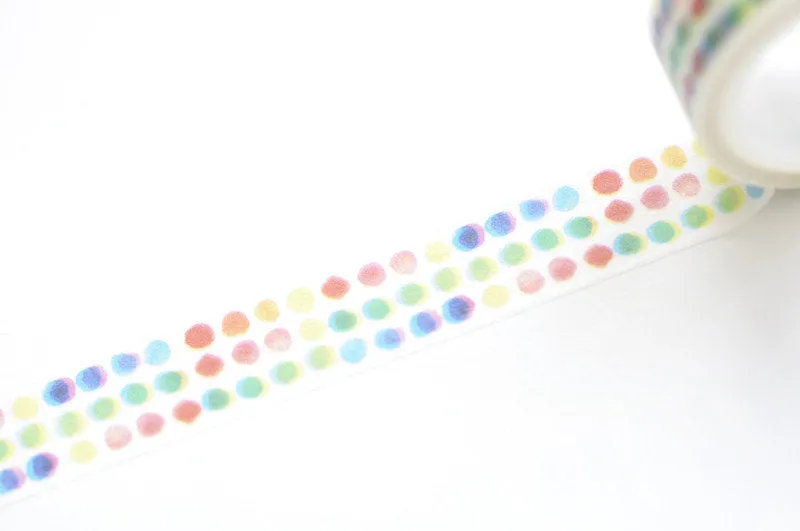 Cute Colorful Polka Dots Washi Tape/ Japanese Washi Tape 15mm Wide x 5M Roll A10652
