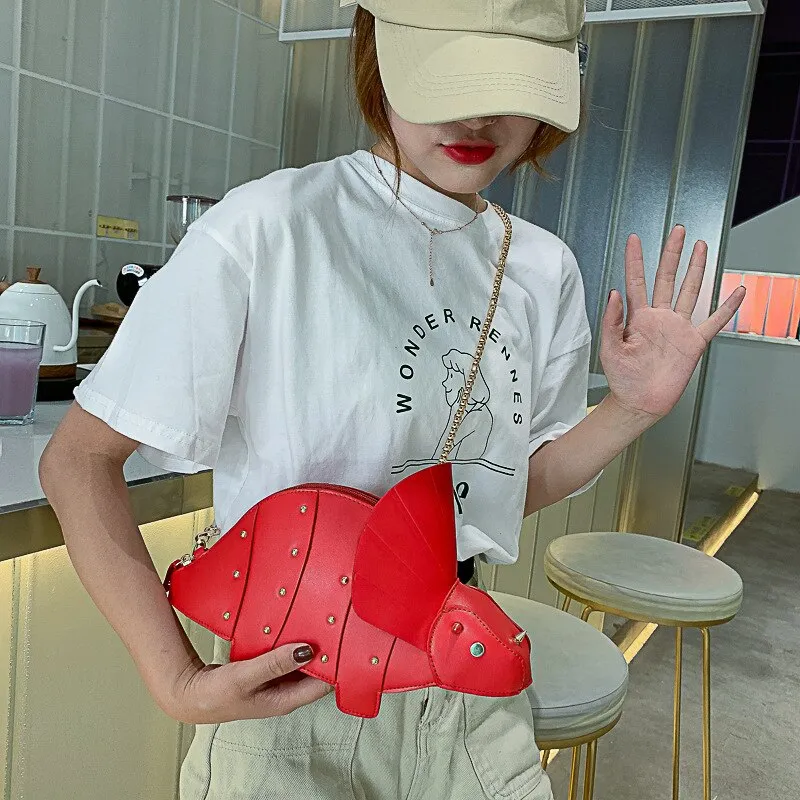 Cute Dinosaur Style Women Shoulder Bags Funny Triceratops Crossbody Bag for Girls Lovely Novelty Bags Creative Small Purses 2022