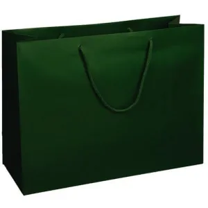 Dark Green Matte Rope Handle Euro-Tote Shopping Bags - 16.0 x 6.0 x 12.0