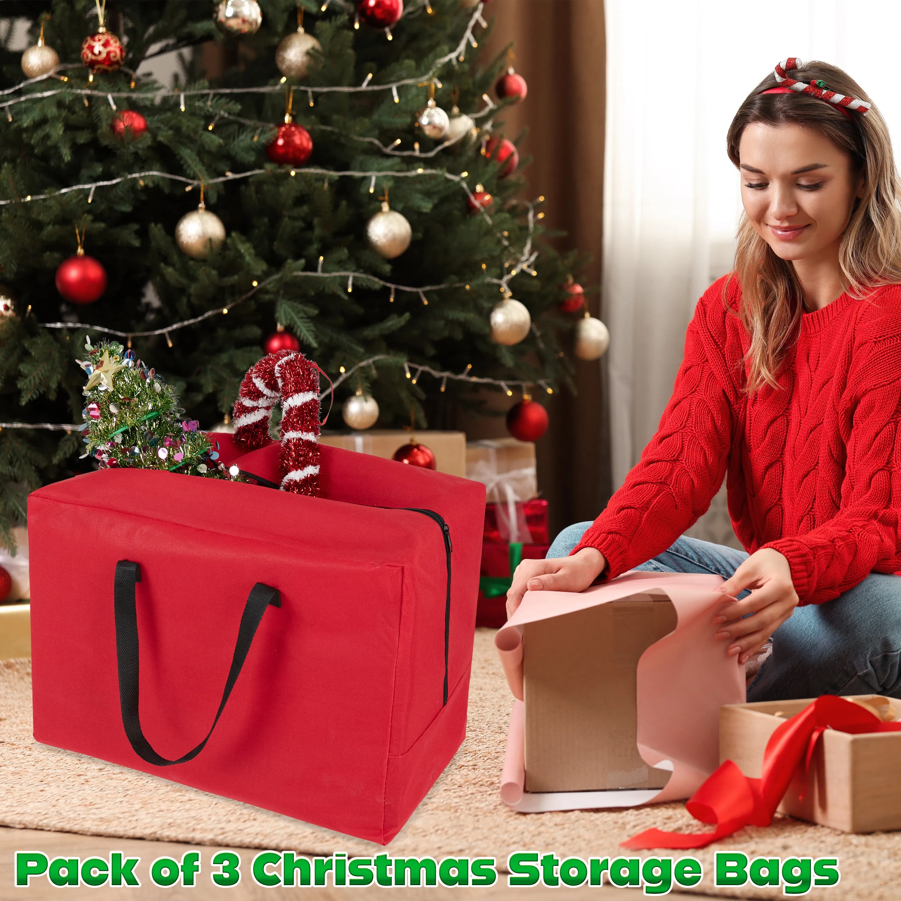 DECO EXPRESS Christmas Ornament Storage Box - 3 Piece Set