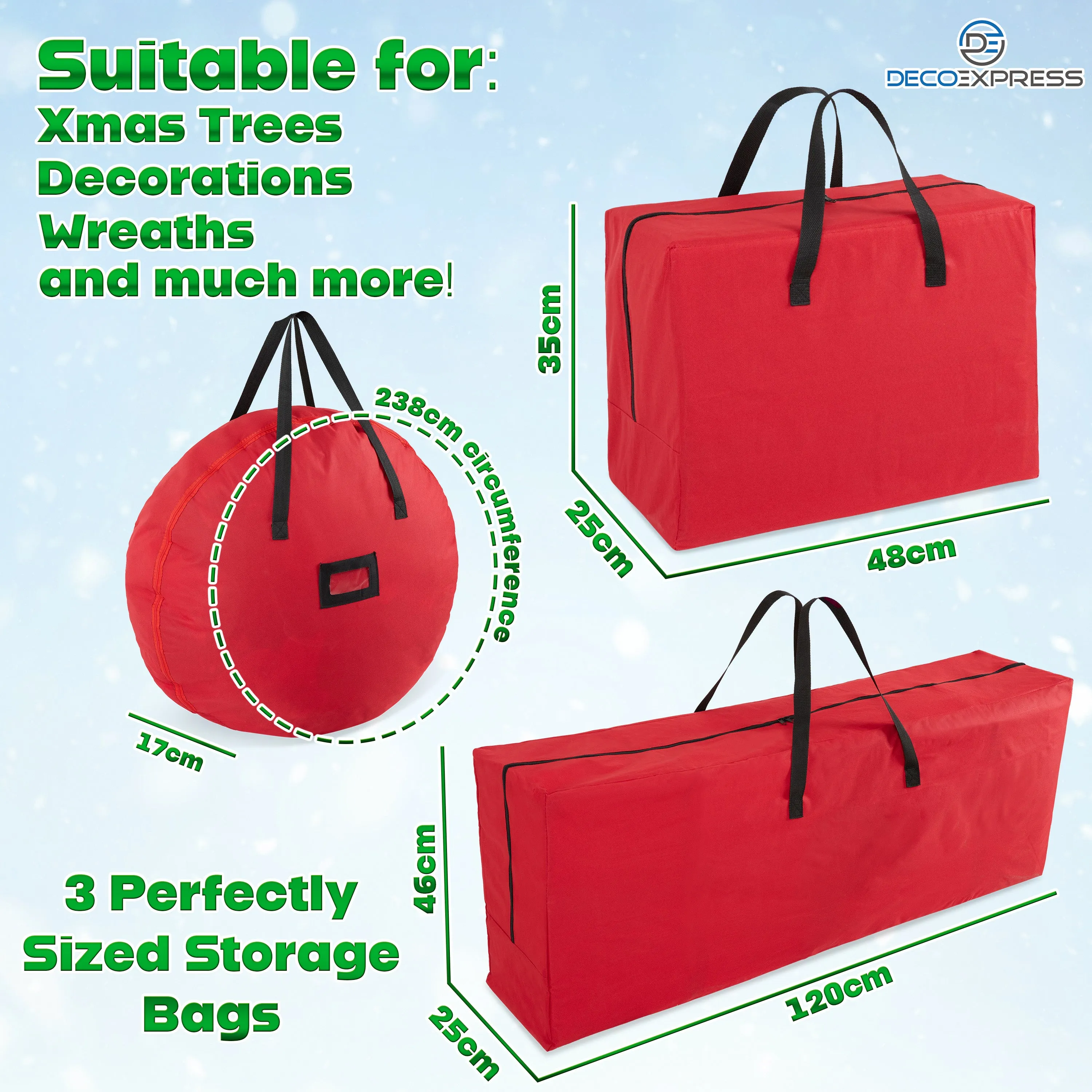 DECO EXPRESS Christmas Ornament Storage Box - 3 Piece Set