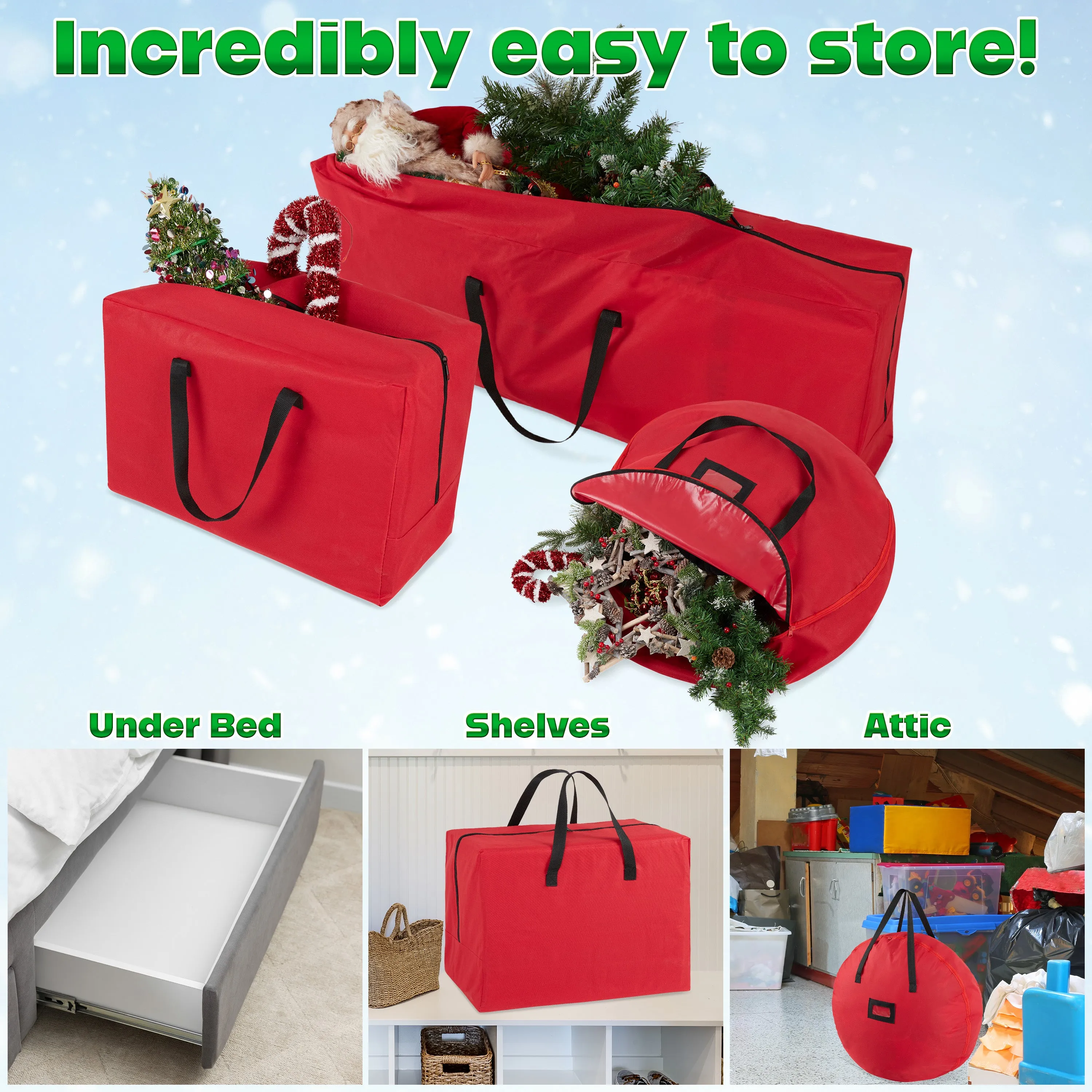 DECO EXPRESS Christmas Ornament Storage Box - 3 Piece Set