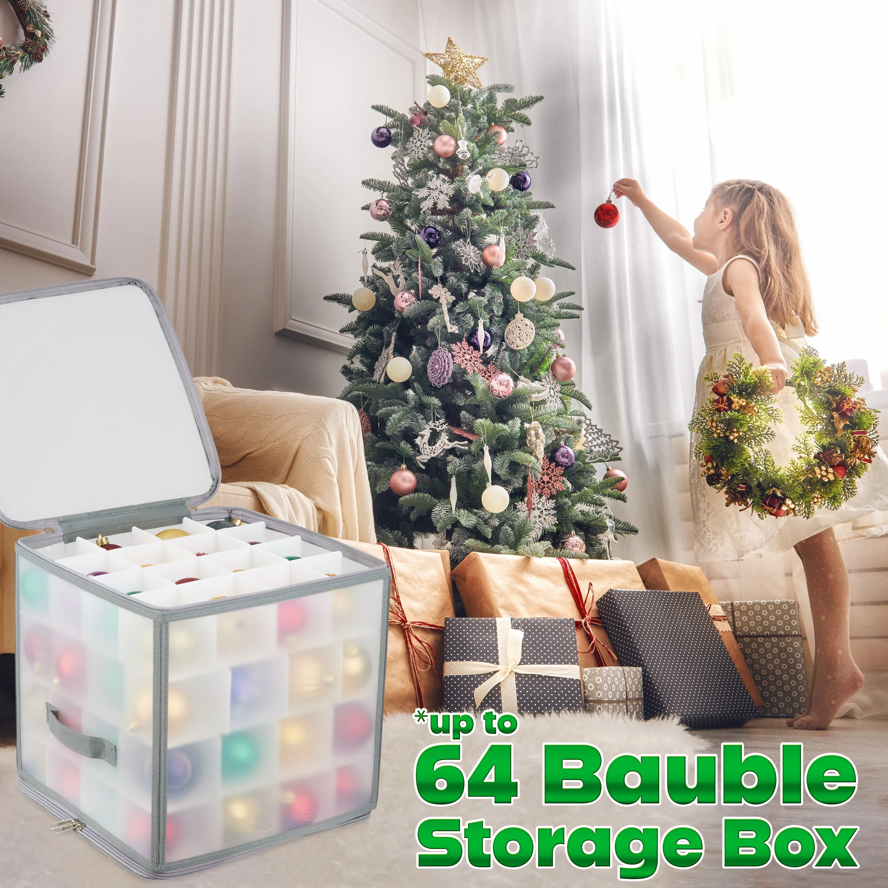 DECO EXPRESS Christmas Ornaments Storage Box