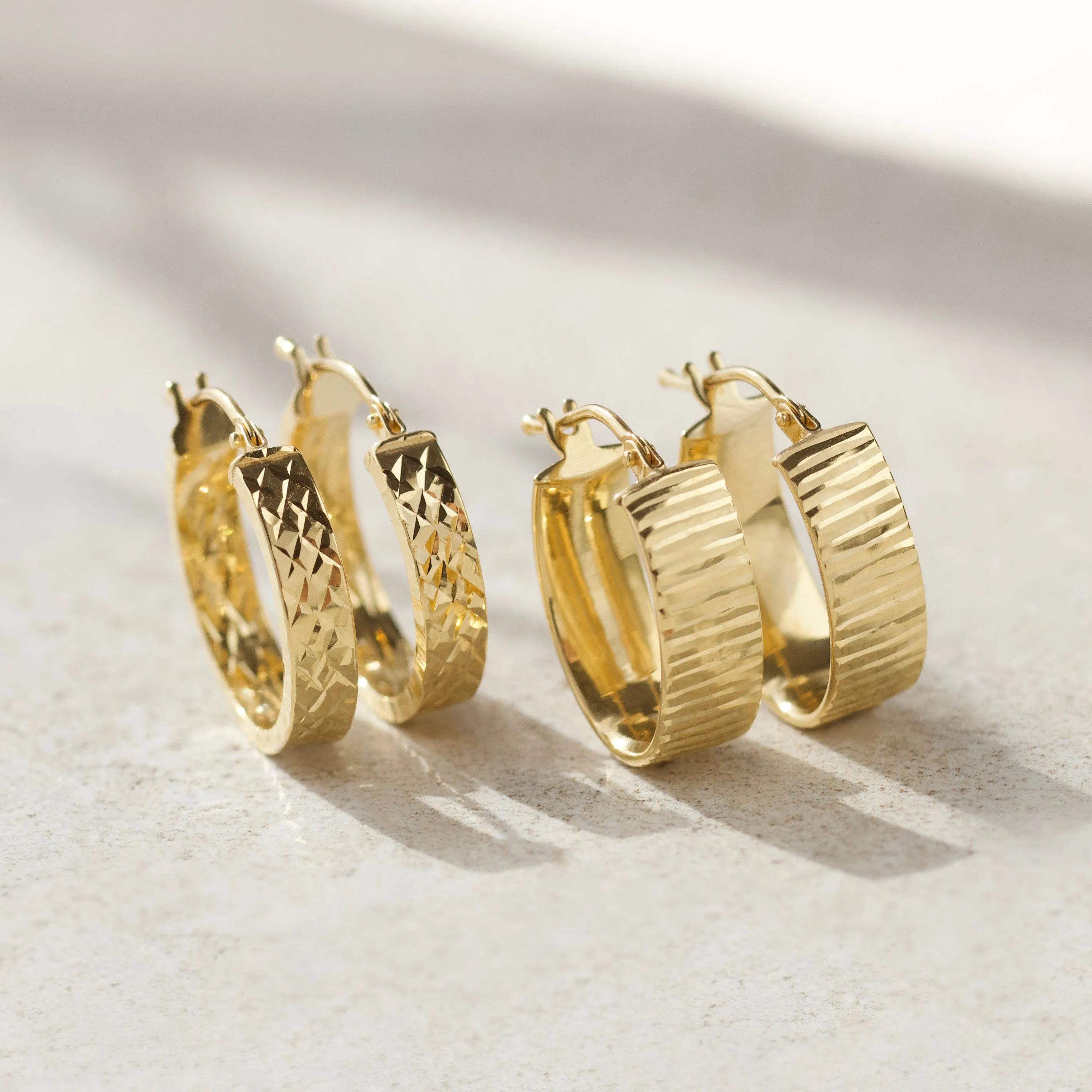 Diamond Cut Lattice Hoop Earrings