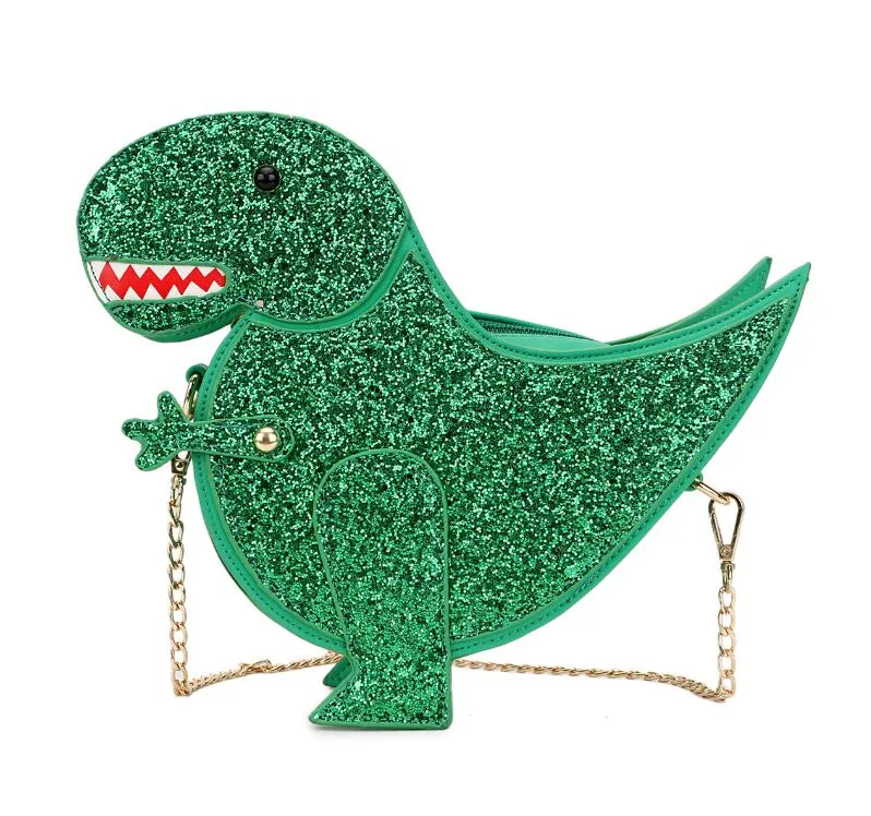 Fashion Sequins Dinosaur Crossbody Bags for Women Cute Glittery Shoulder Bag for Girls Funny Novelty Bag Lovely Small Purse 2022