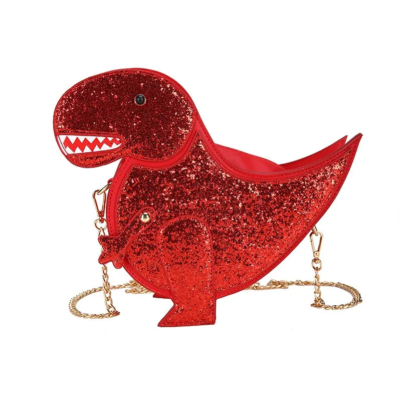 Fashion Sequins Dinosaur Crossbody Bags for Women Cute Glittery Shoulder Bag for Girls Funny Novelty Bag Lovely Small Purse 2022