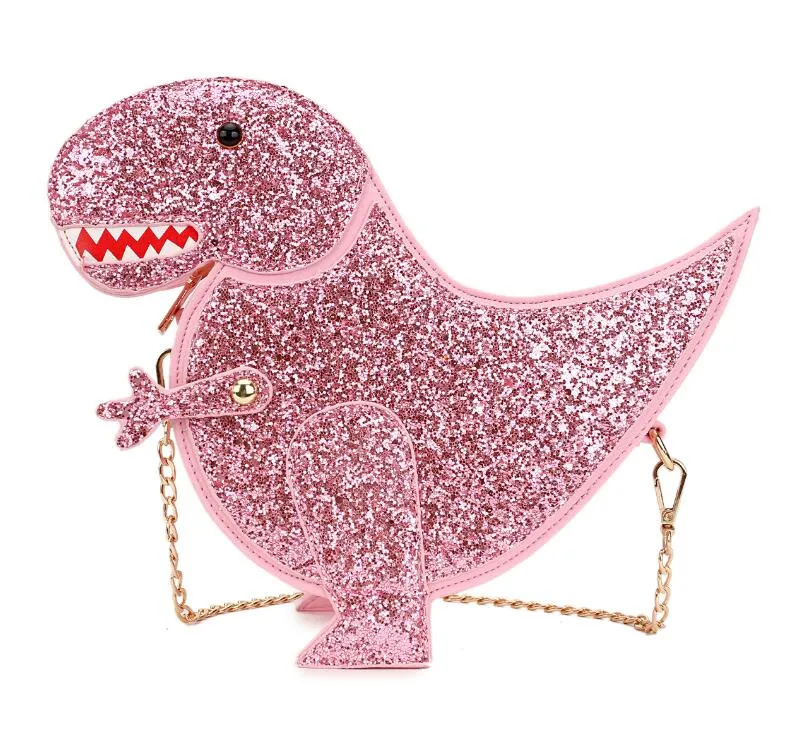 Fashion Sequins Dinosaur Crossbody Bags for Women Cute Glittery Shoulder Bag for Girls Funny Novelty Bag Lovely Small Purse 2022