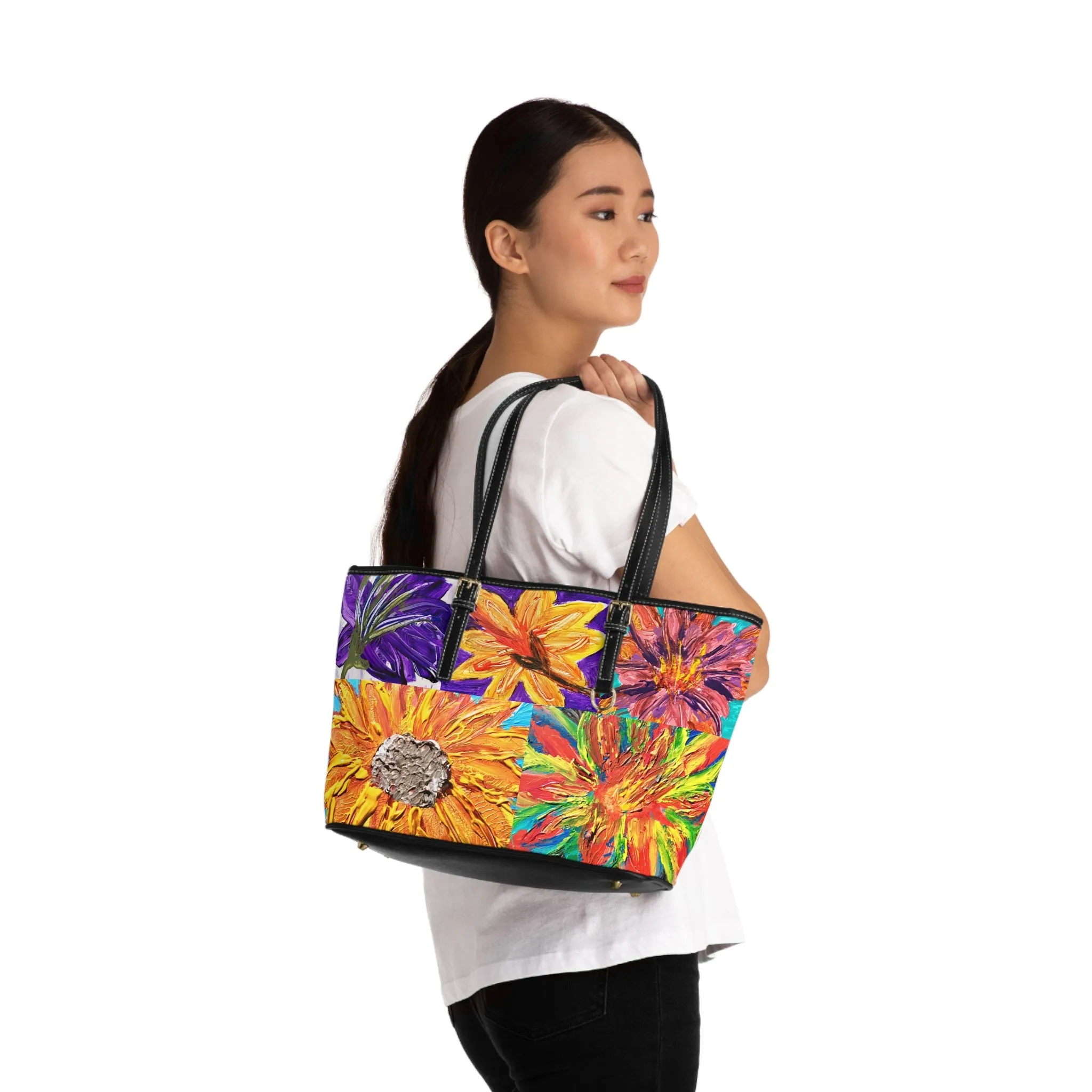 Flower Patch PU Leather Shoulder Bag