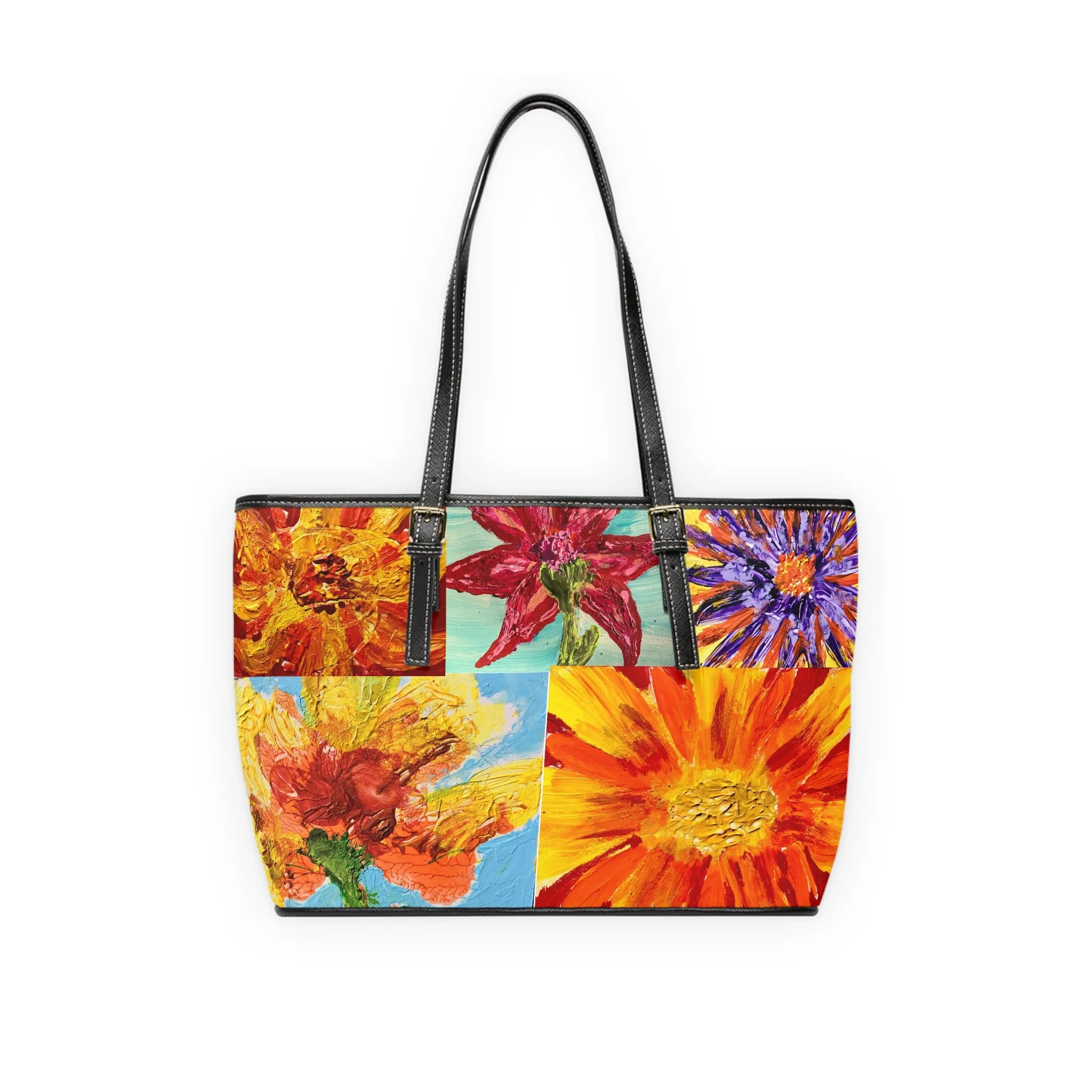 Flower Patch PU Leather Shoulder Bag