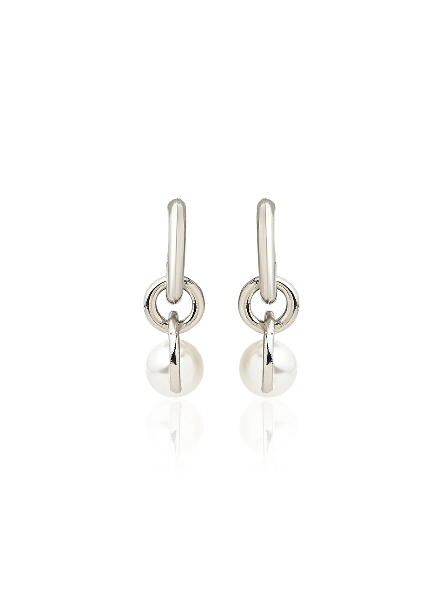 Glamorous Dual-Ring Pearl Earrings